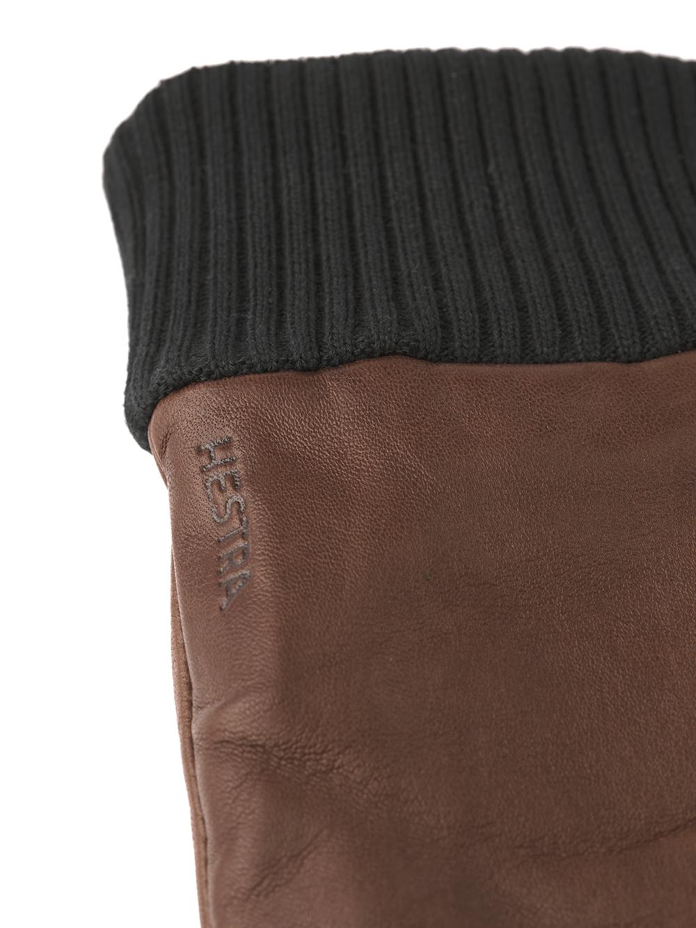 Brauner maschinengenähter Handschuh aus Haarschafleder mit Strickbündchen
(3 oder 4)