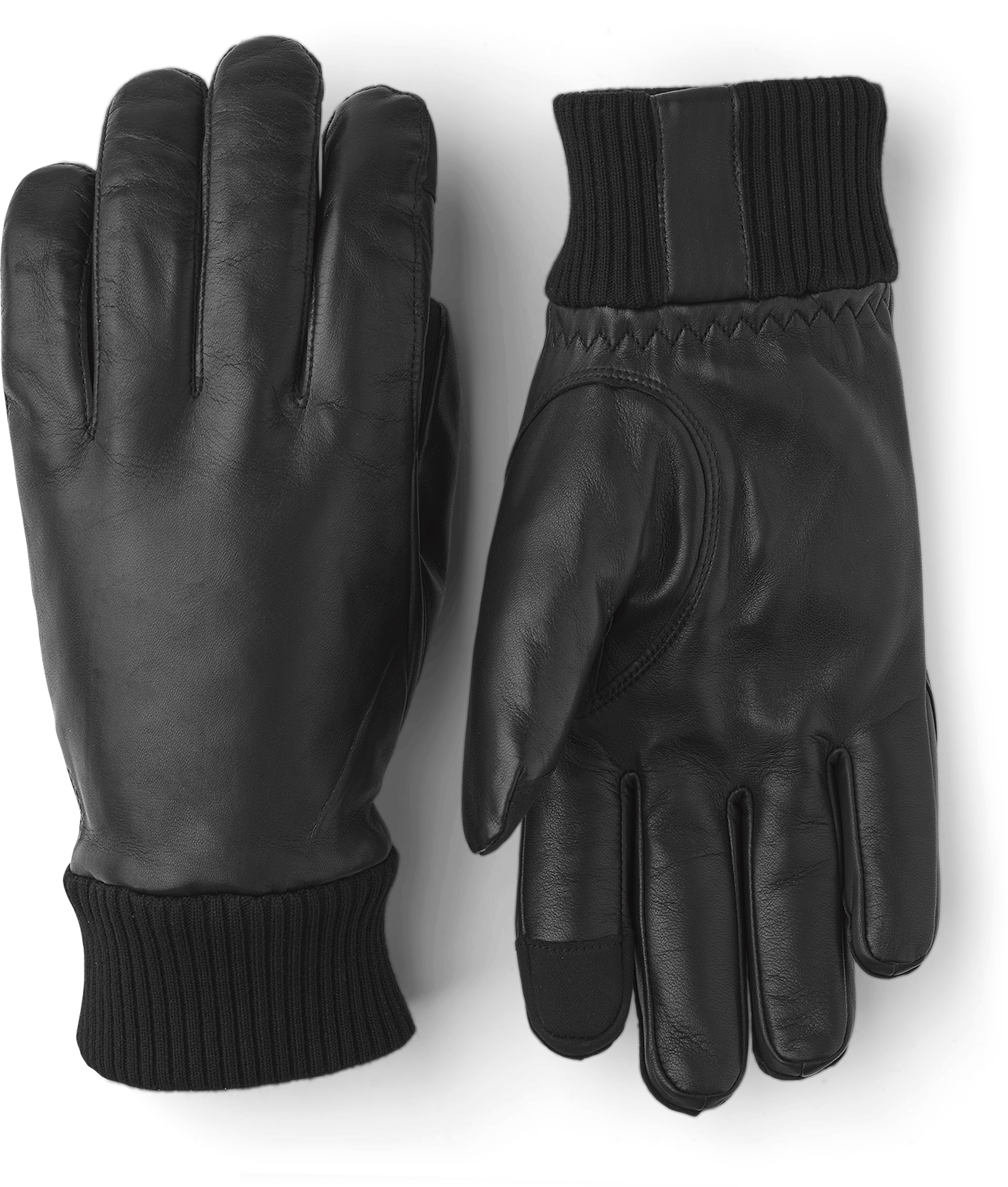 Black machine-sewn hairsheep leather glove with knitted cuff
 (1 of 4)