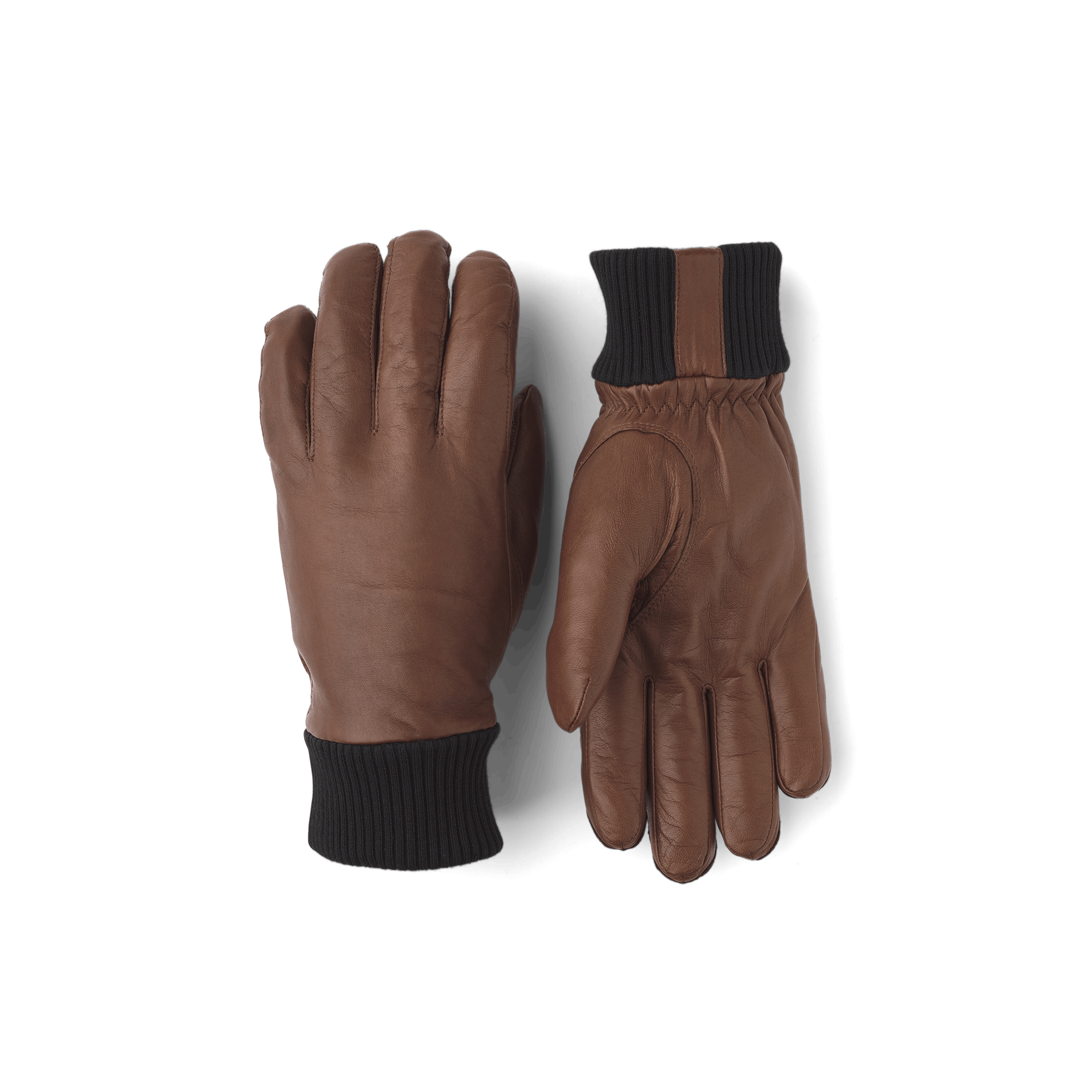 Brown machine-sewn hairsheep leather glove with knitted cuff
 (1 of 4)