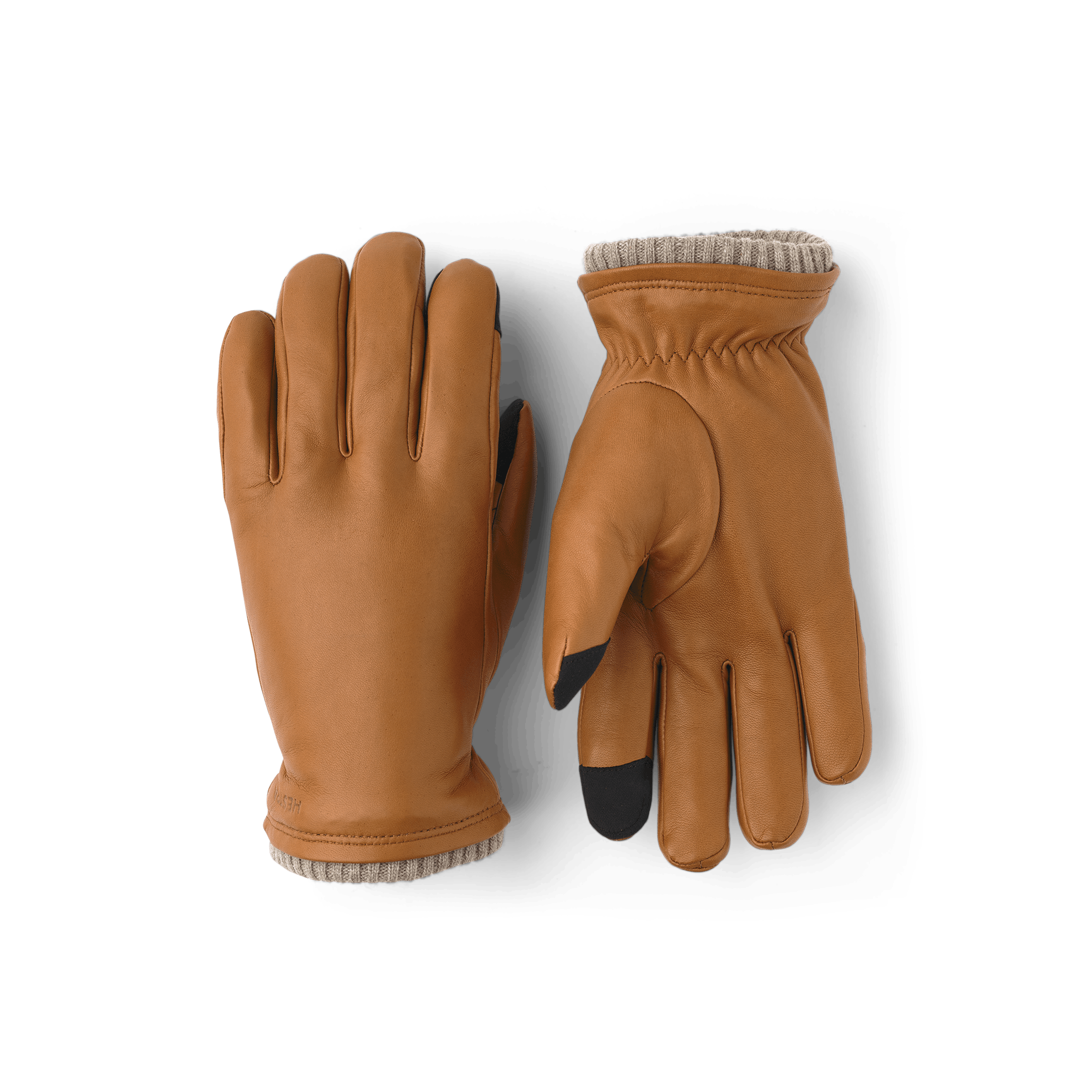 Ljus brungul maskinsydd skinnhandske i lammnappa med stickad mudd
(1 av 4)