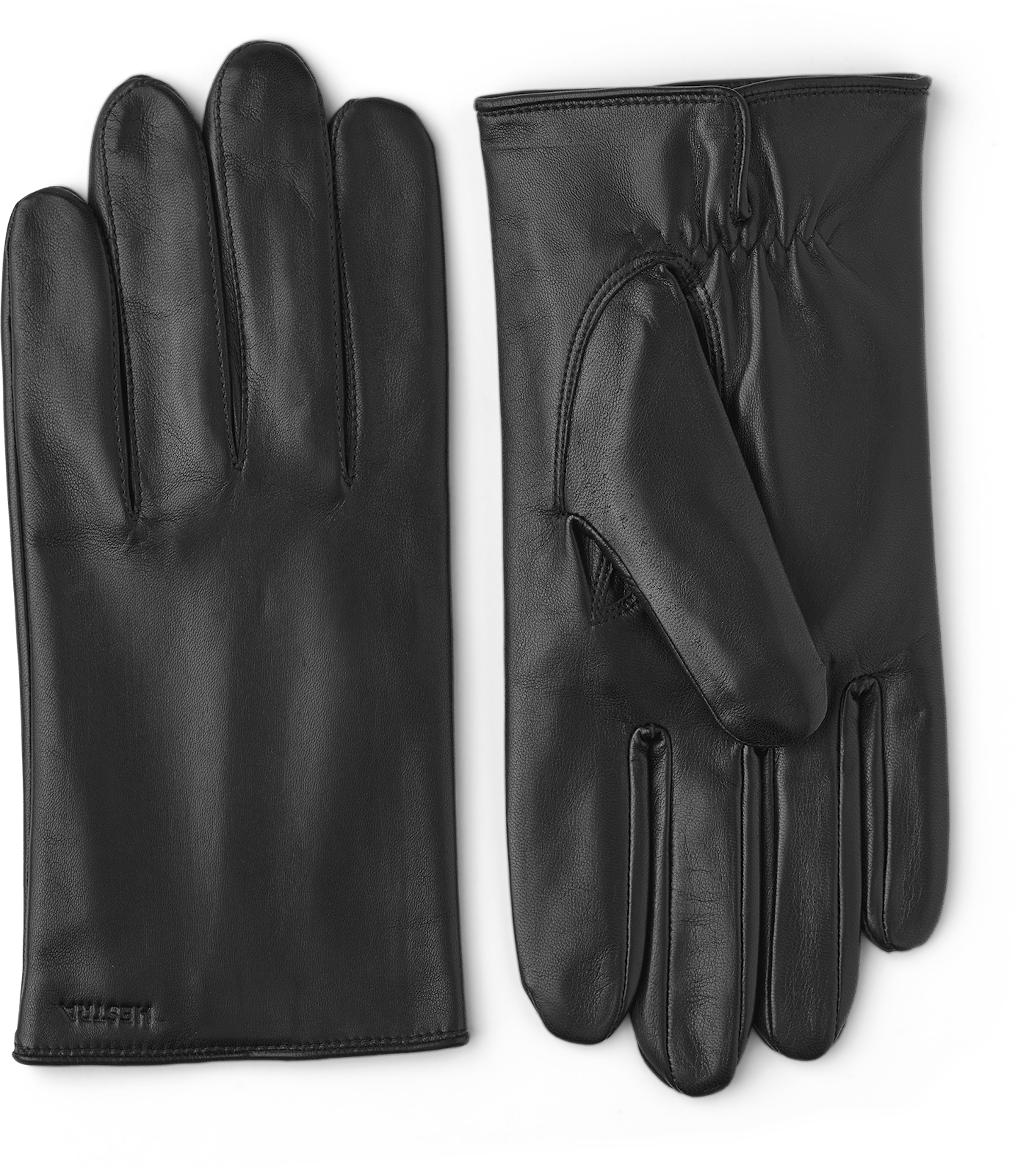 Schwarzer maschinengenähter Lederhandschuh aus Haarschafleder
 (1 oder 4)