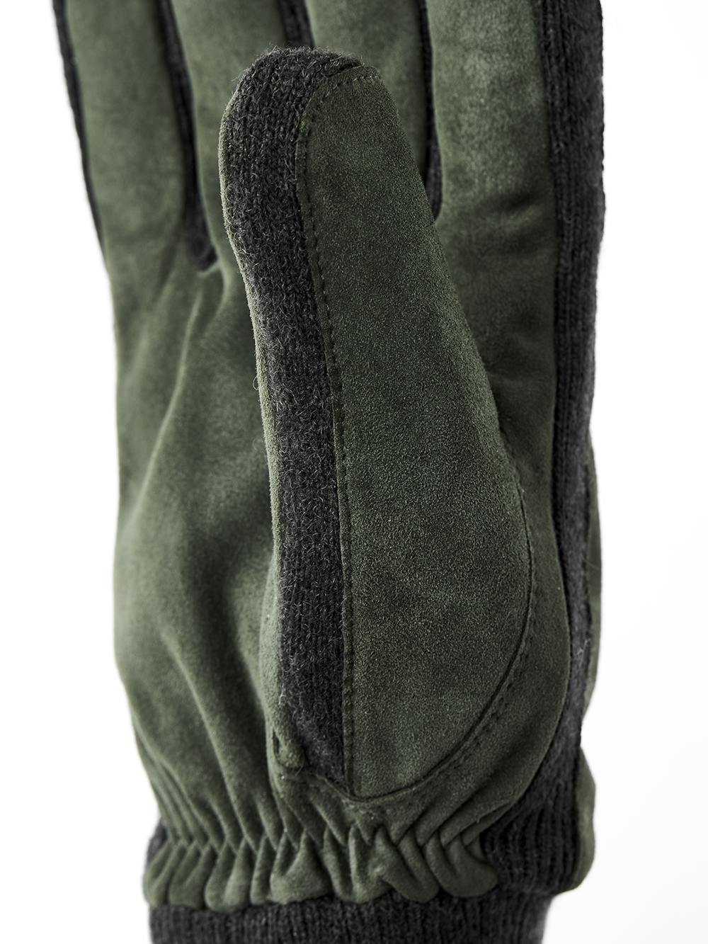Dark green machine-sewn suede glove with knitted cuff and sides
(4 of 4)
