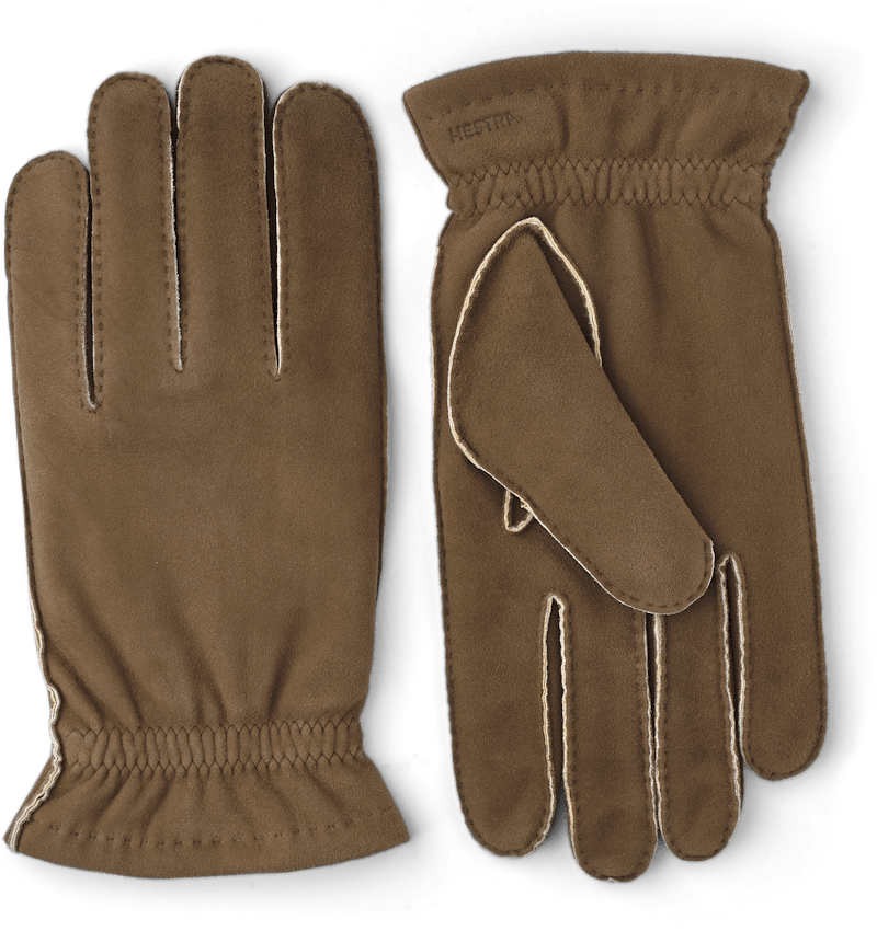 Brown suede protective glove with elasticated wrist
 (1 of 4)
