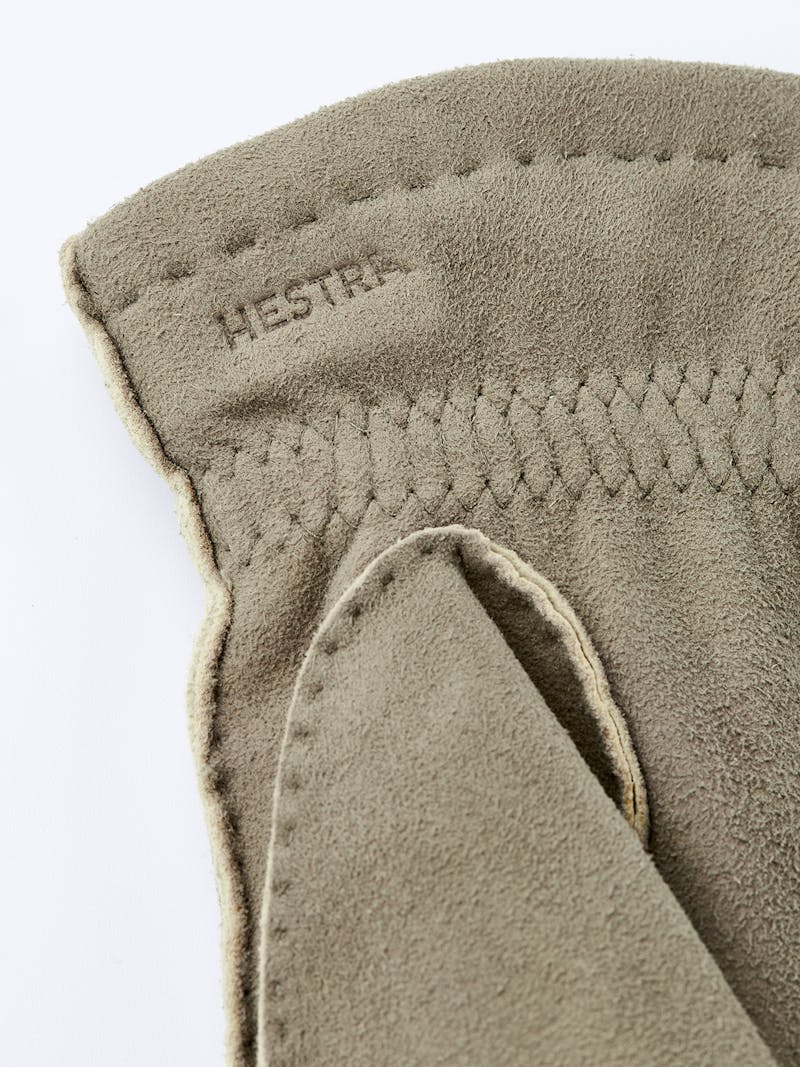 Light gray suede protective glove with elasticated wrist
 (2 of 3)