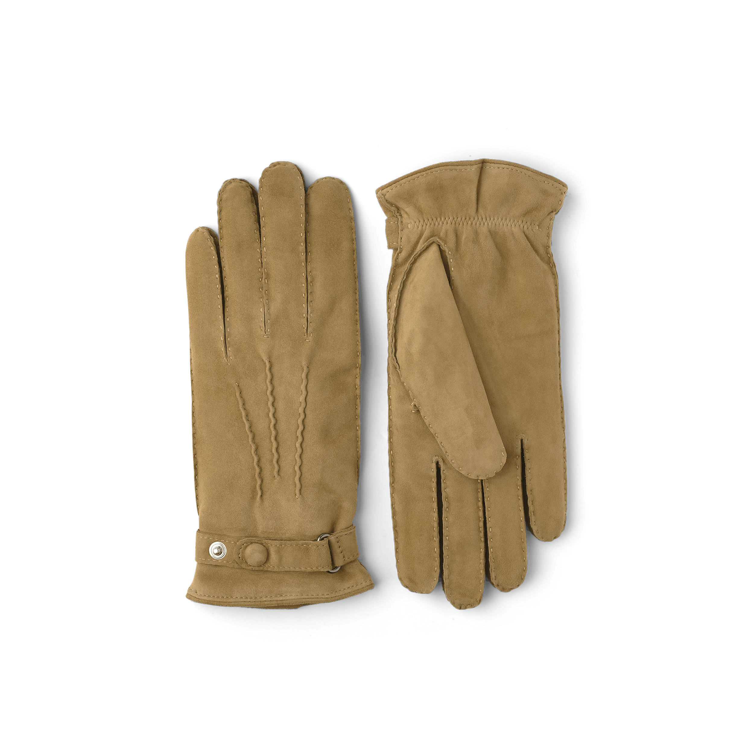 Dark beige hand-sewn suede glove with leather strap and button
(1 of 4)