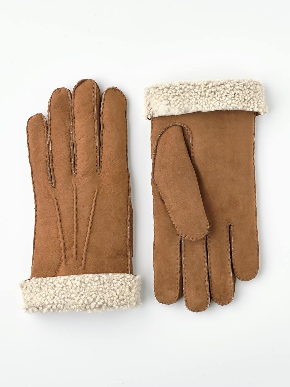 Light brownish-yellow hand-sewn fur suede glove
 (3 of 4)