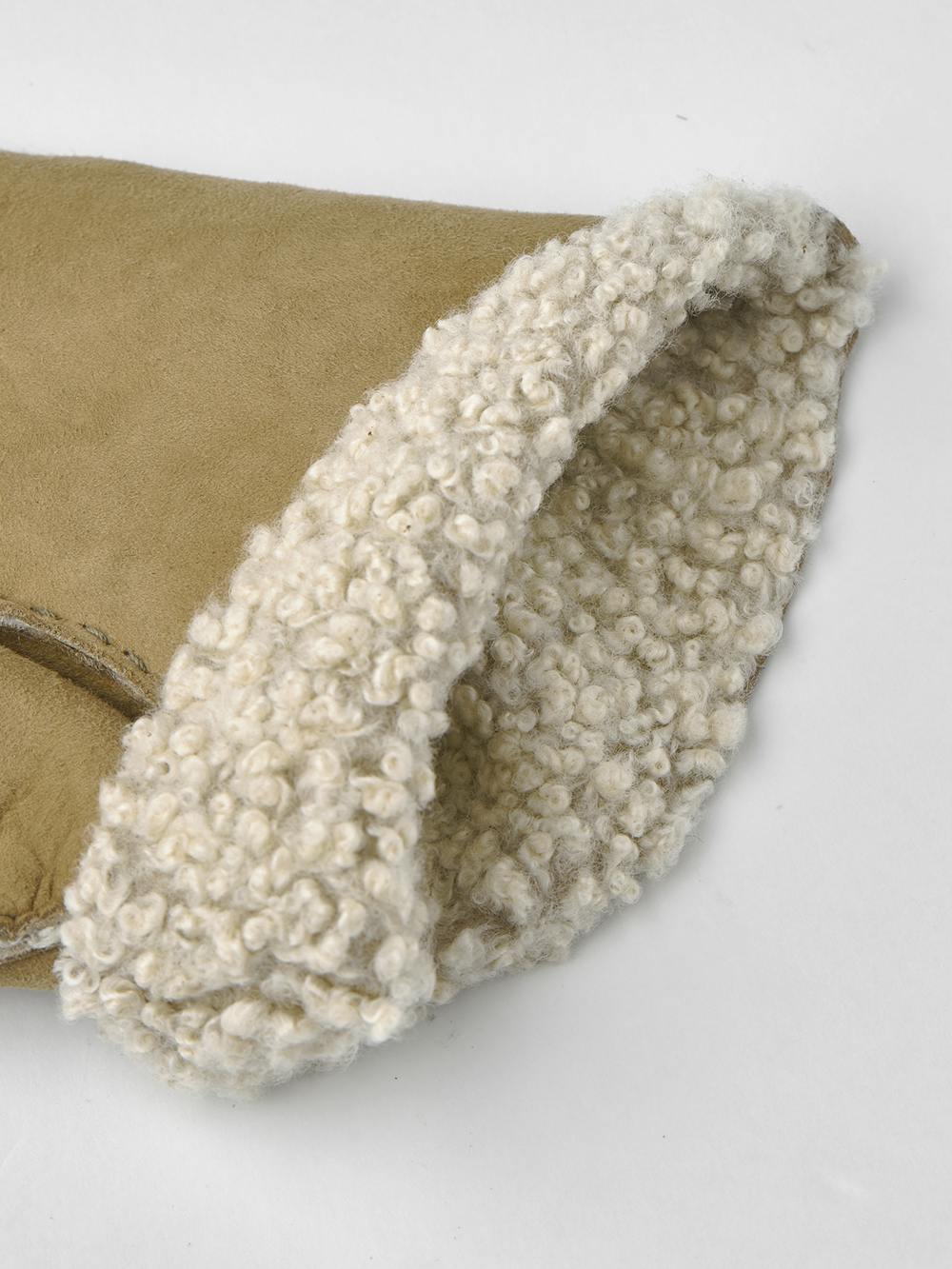 Beige hand-sewn fur suede glove
 (3 of 3)