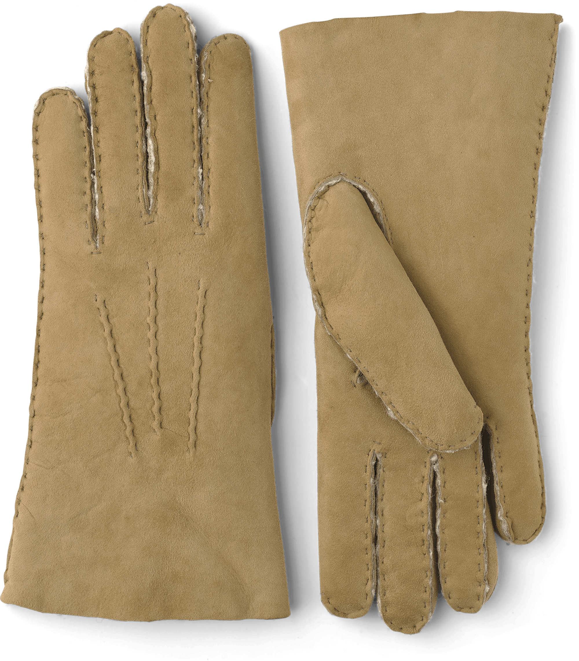 Beige hand-sewn fur suede glove
 (1 of 3)