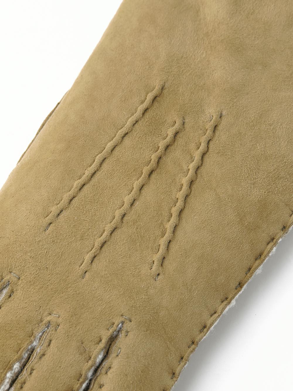 Beige hand-sewn fur suede glove
 (2 of 3)