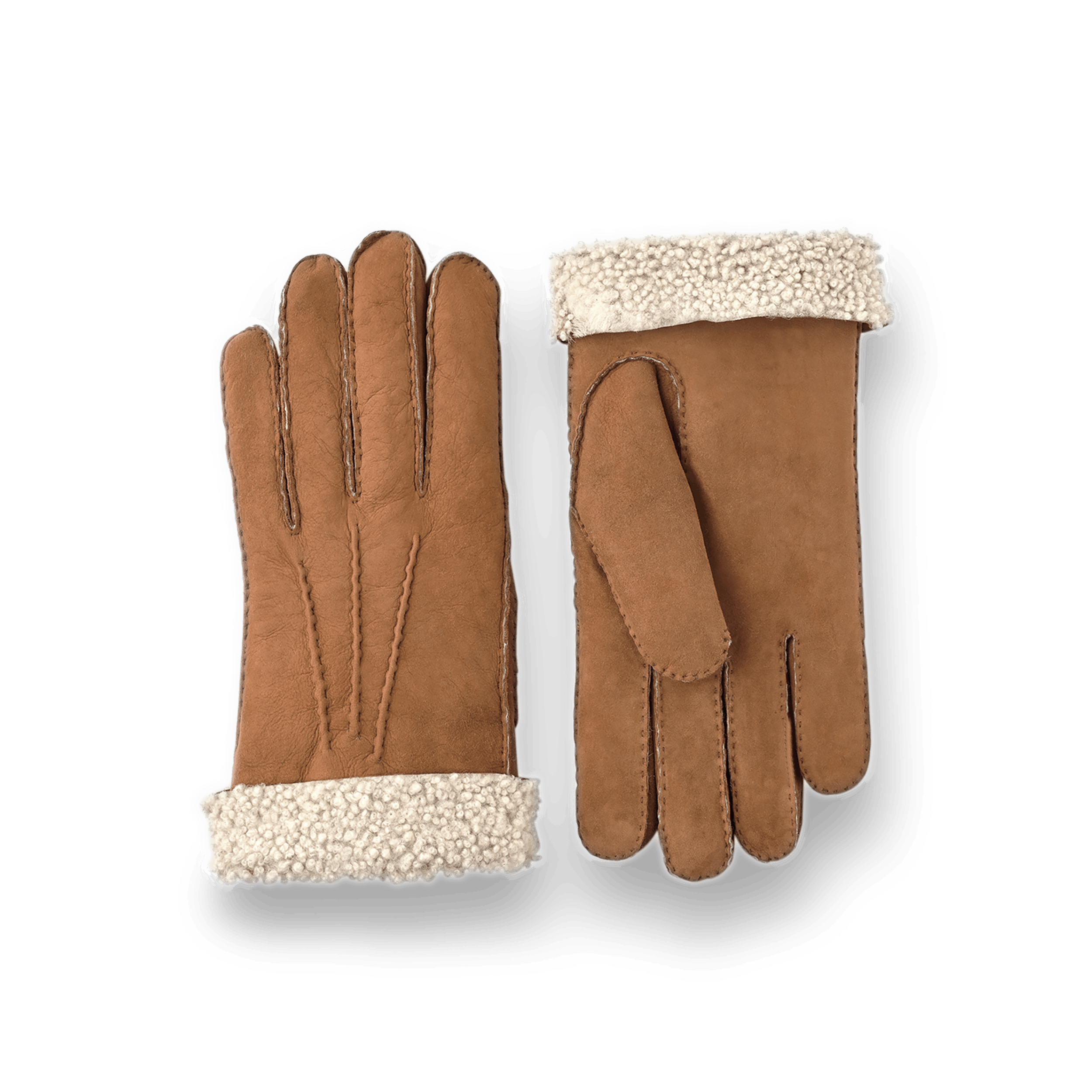 Goldbrauner handgenähter Handschuh aus Lammfellvelours
(1 oder 4)