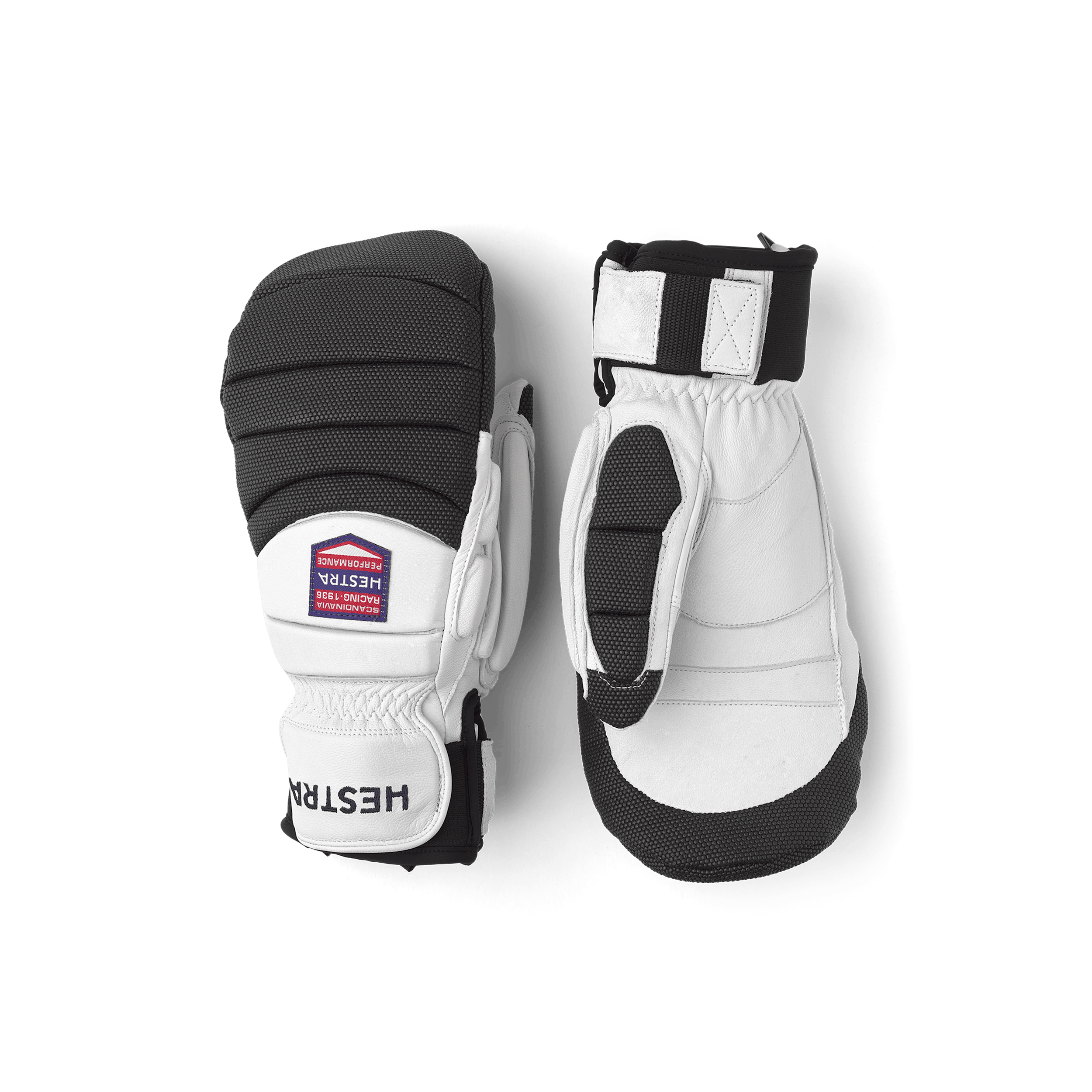 White alpine goat leather mitten with gray backhand protection
 (1 of 4)