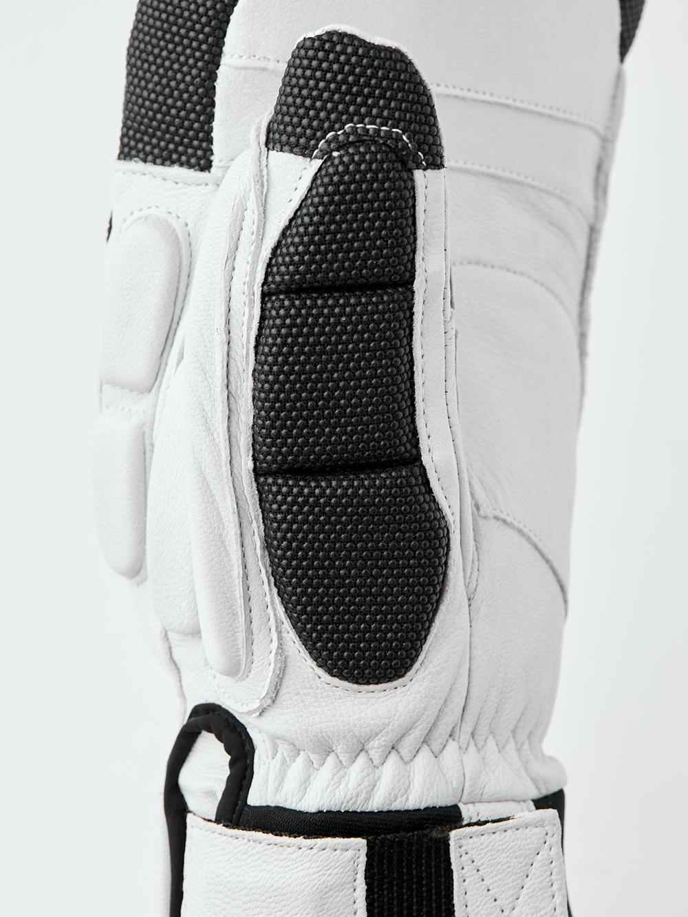 White alpine goat leather mitten with gray backhand protection
 (2 of 4)