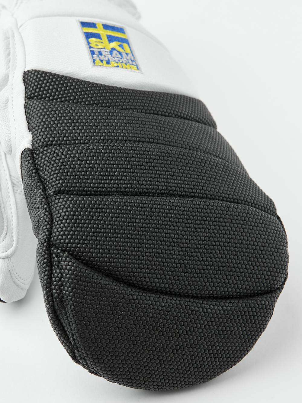 White alpine goat leather mitten with gray backhand protection
 (3 of 5)