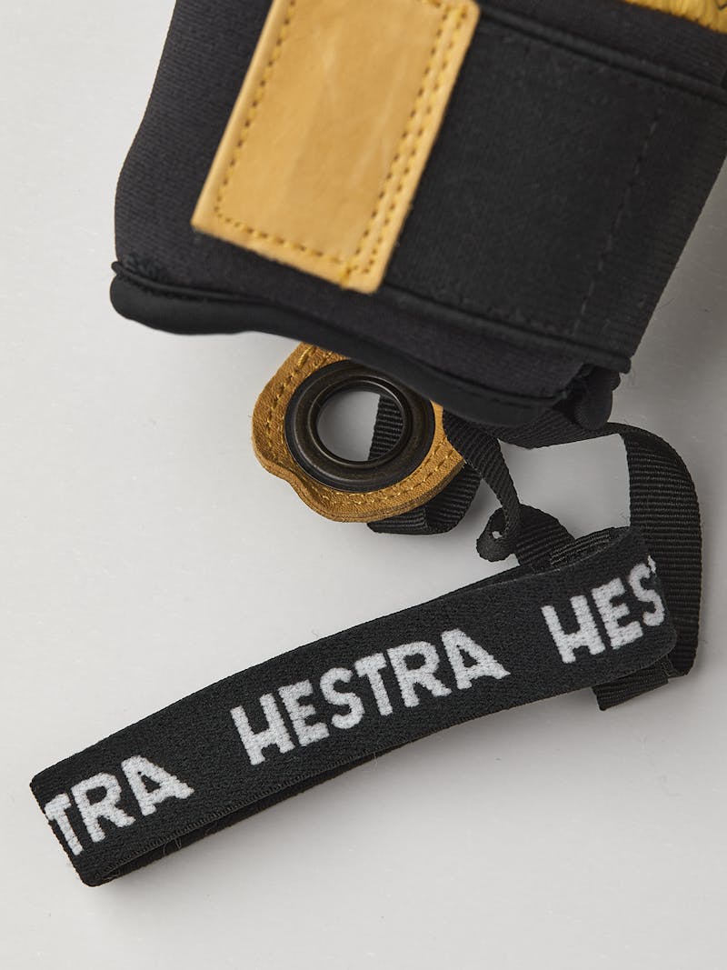 Black goat leather glove with yellow leather sections and neoprene cuff
 (2 of 6)