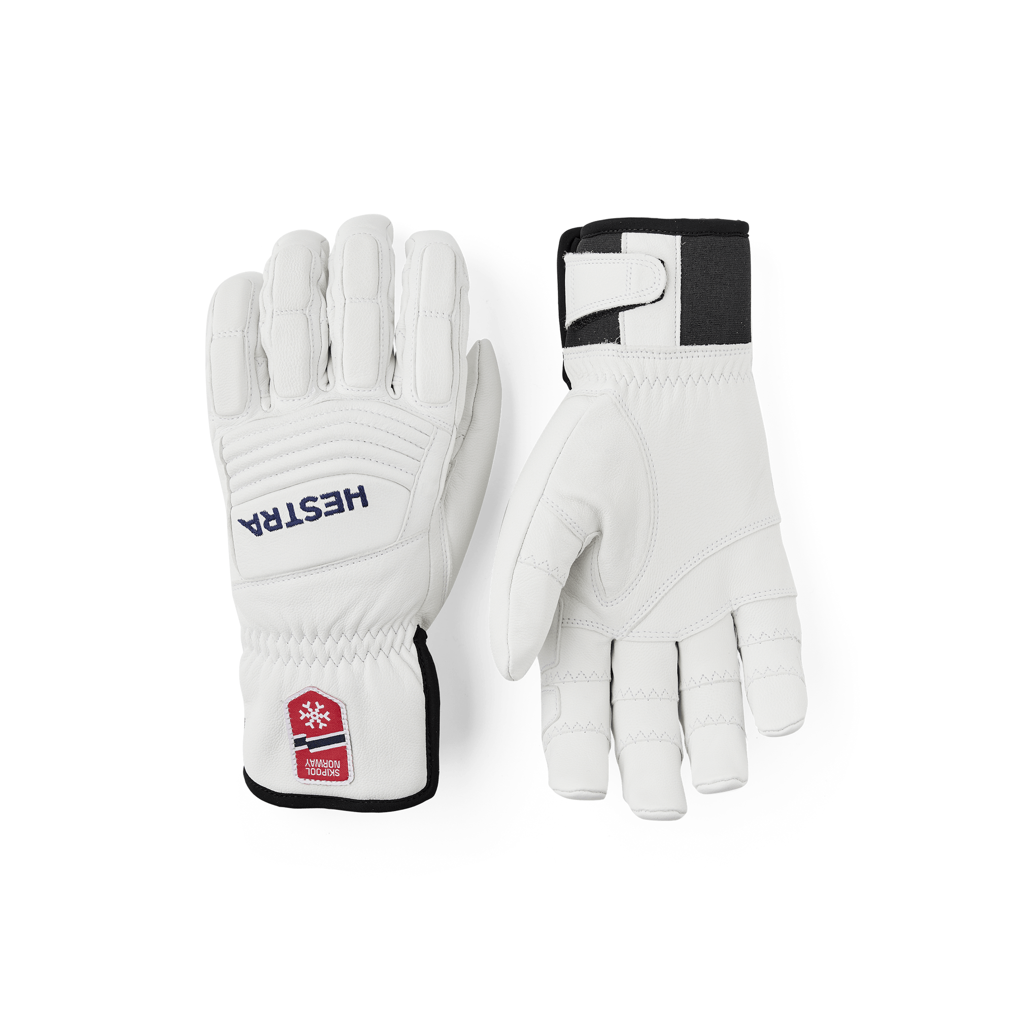 White goat leather ski glove with adjustable opening
 (1 of 6)