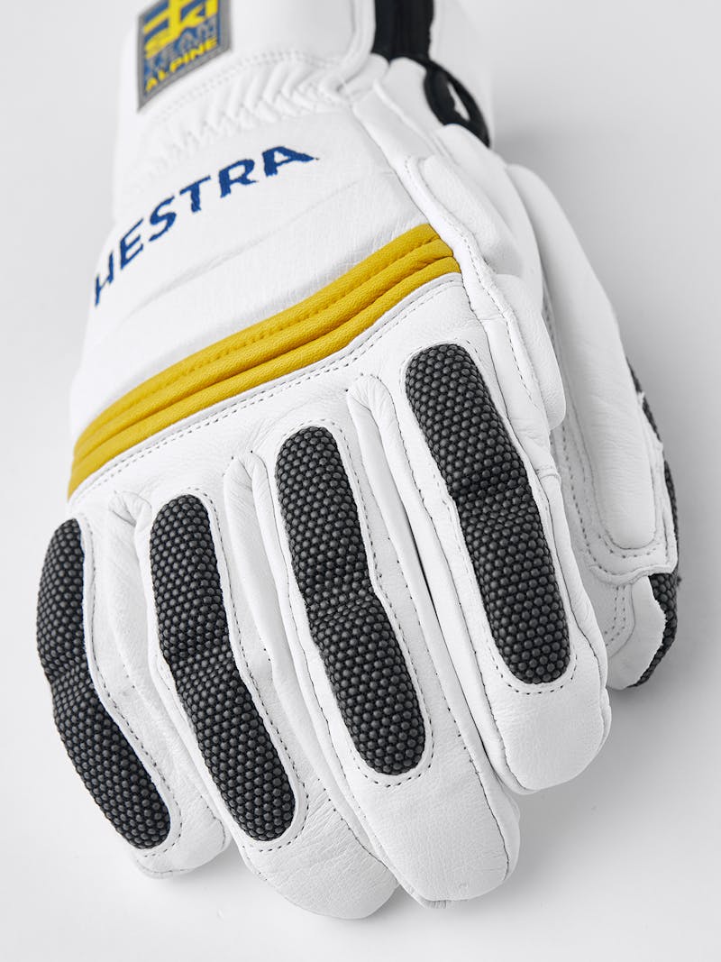 White goat leather ski glove with gray backhand protection 
 (3 of 5)