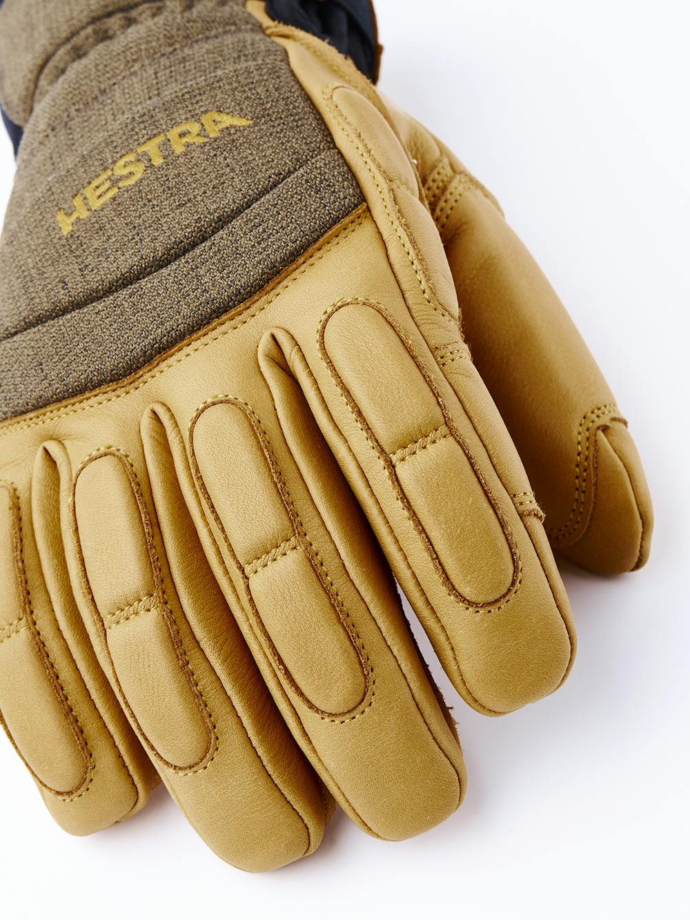 Light brown goat leather ski glove with green fabric back with shock-absorbing panels
(4 of 6)
