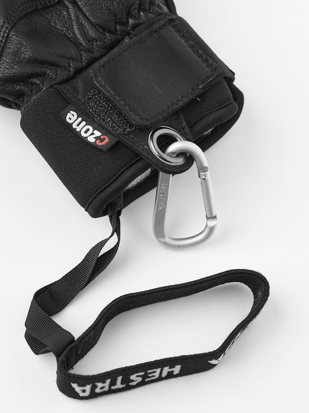 Black goat leather ski glove with black fabric back with shock-absorbing panels
 (5 of 5)