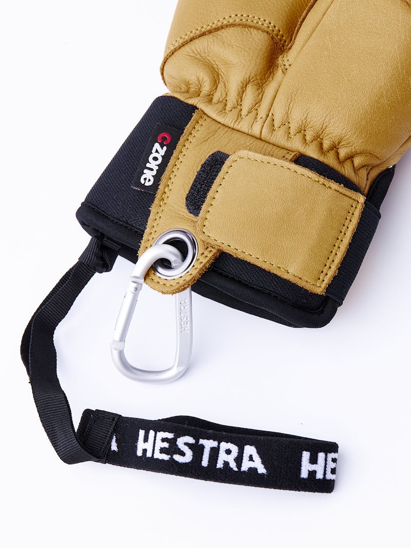 Light brown goat leather ski glove with green fabric back with shock-absorbing panels
 (5 of 6)