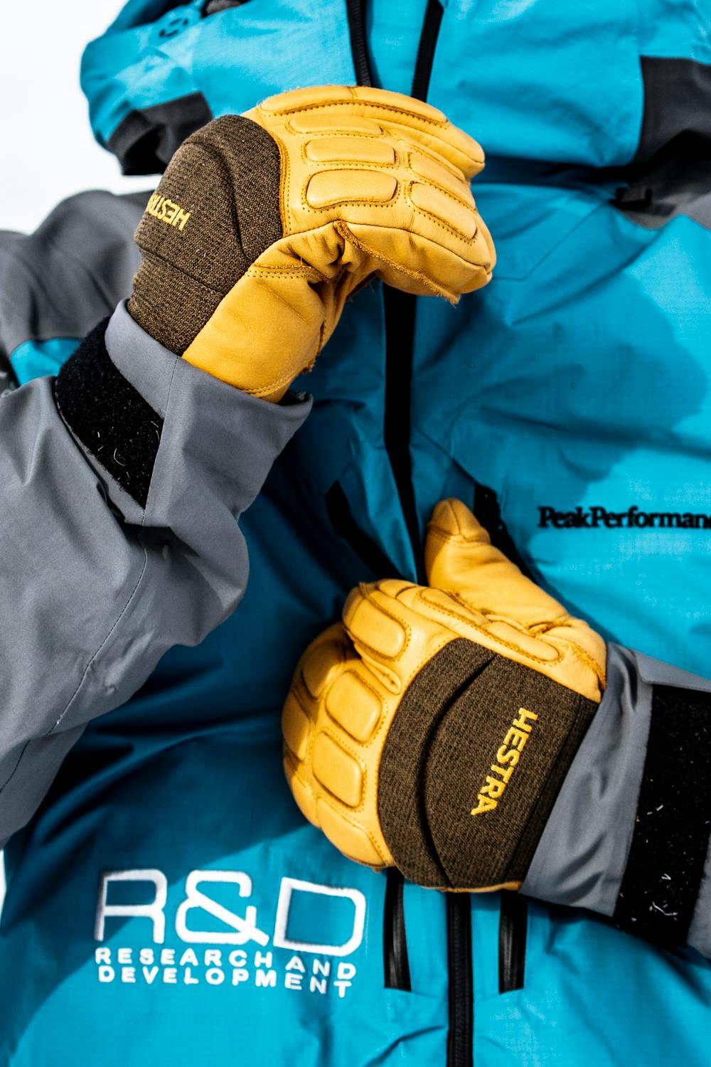 Light brown goat leather ski glove with green fabric back with shock-absorbing panels
(6 of 6)