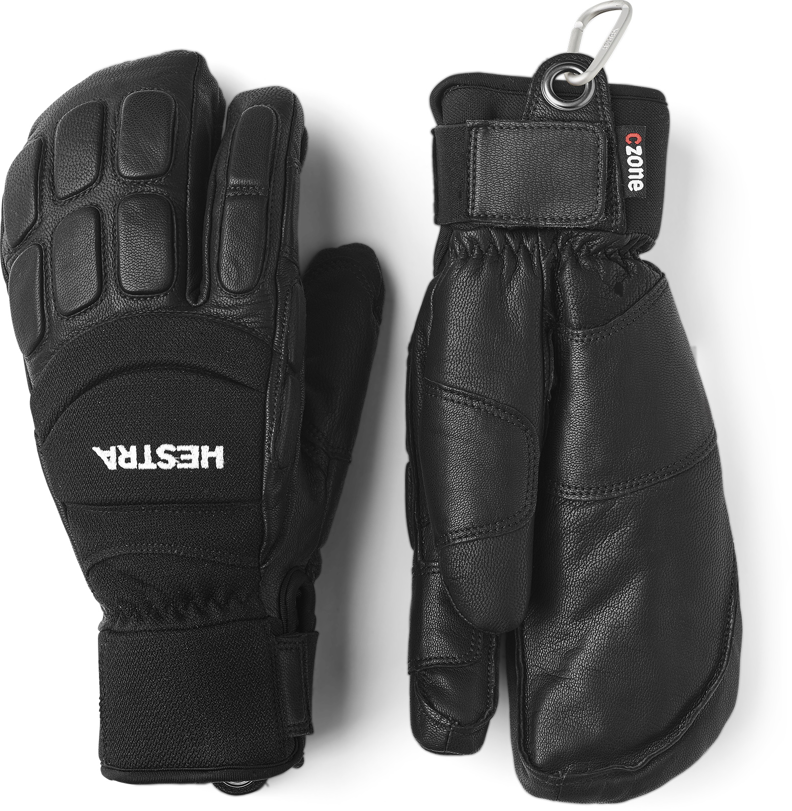Hestra Gloves Vertical Cut C Zone 3 Finger Unisex Ski Glove In Black 
