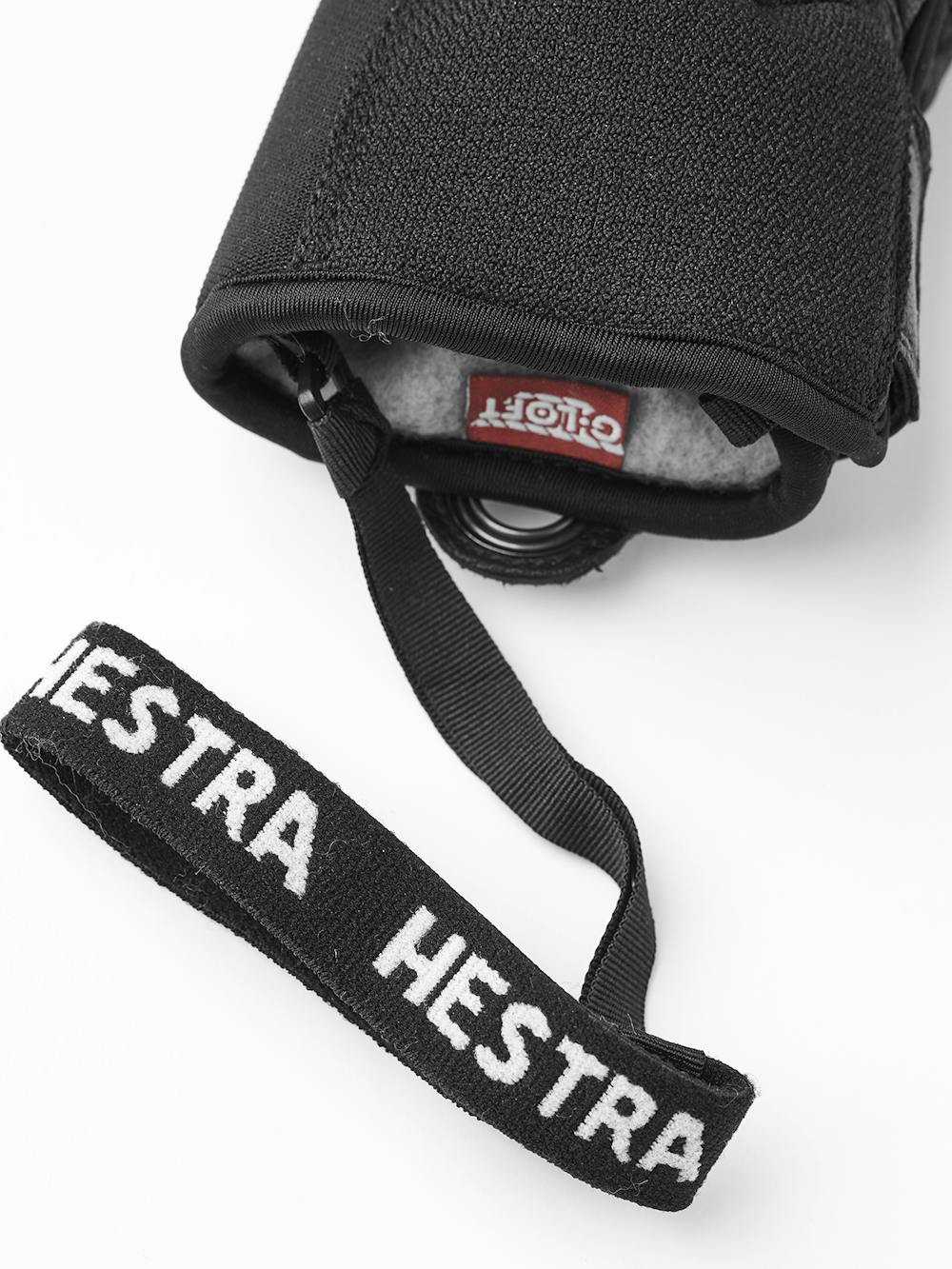 Black three finger goat leather ski glove with black fabric back with shock-absorbing panels
 (6 of 6)