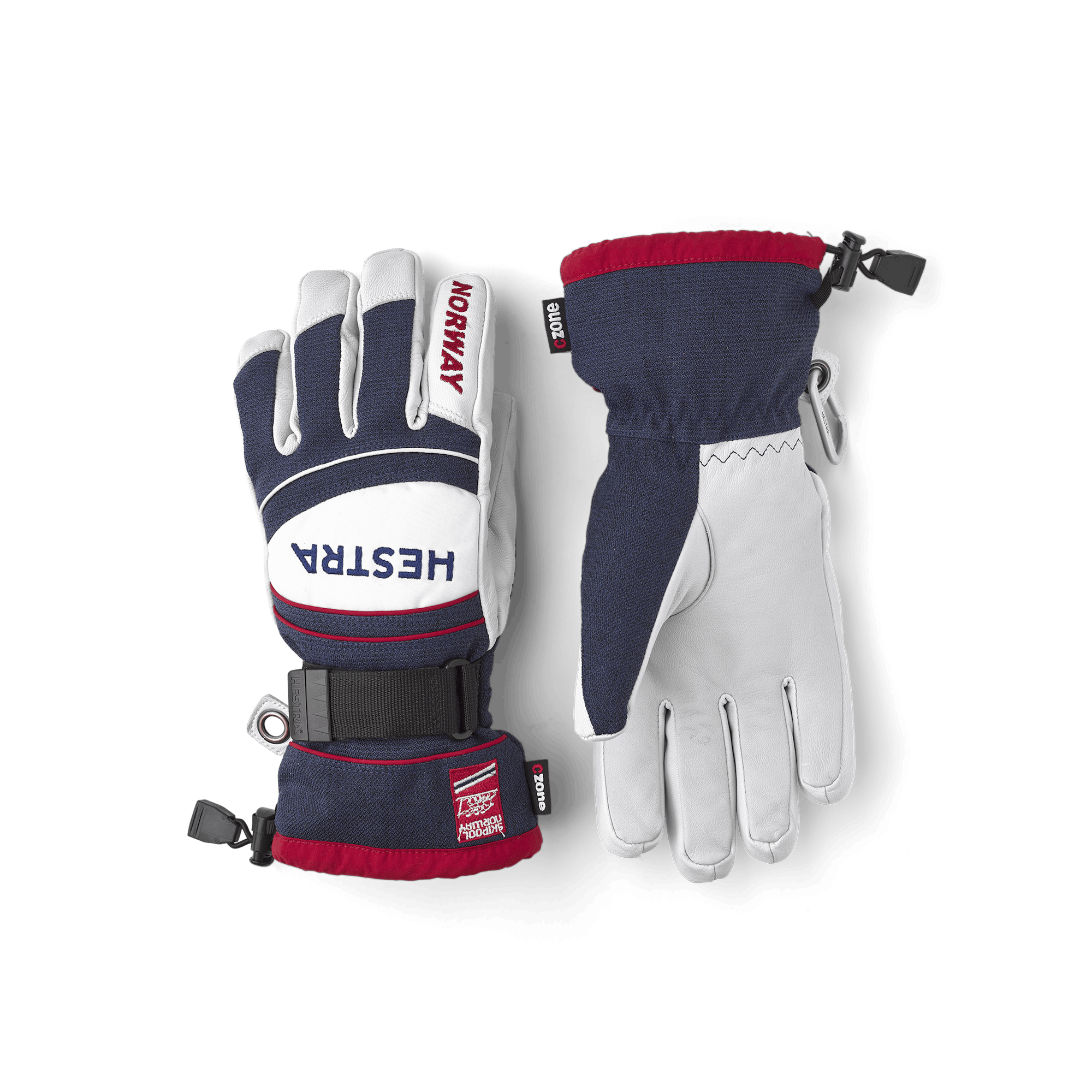 Blau-weißer Handschuh aus Ziegenleder und Stoff
(1 oder 6)