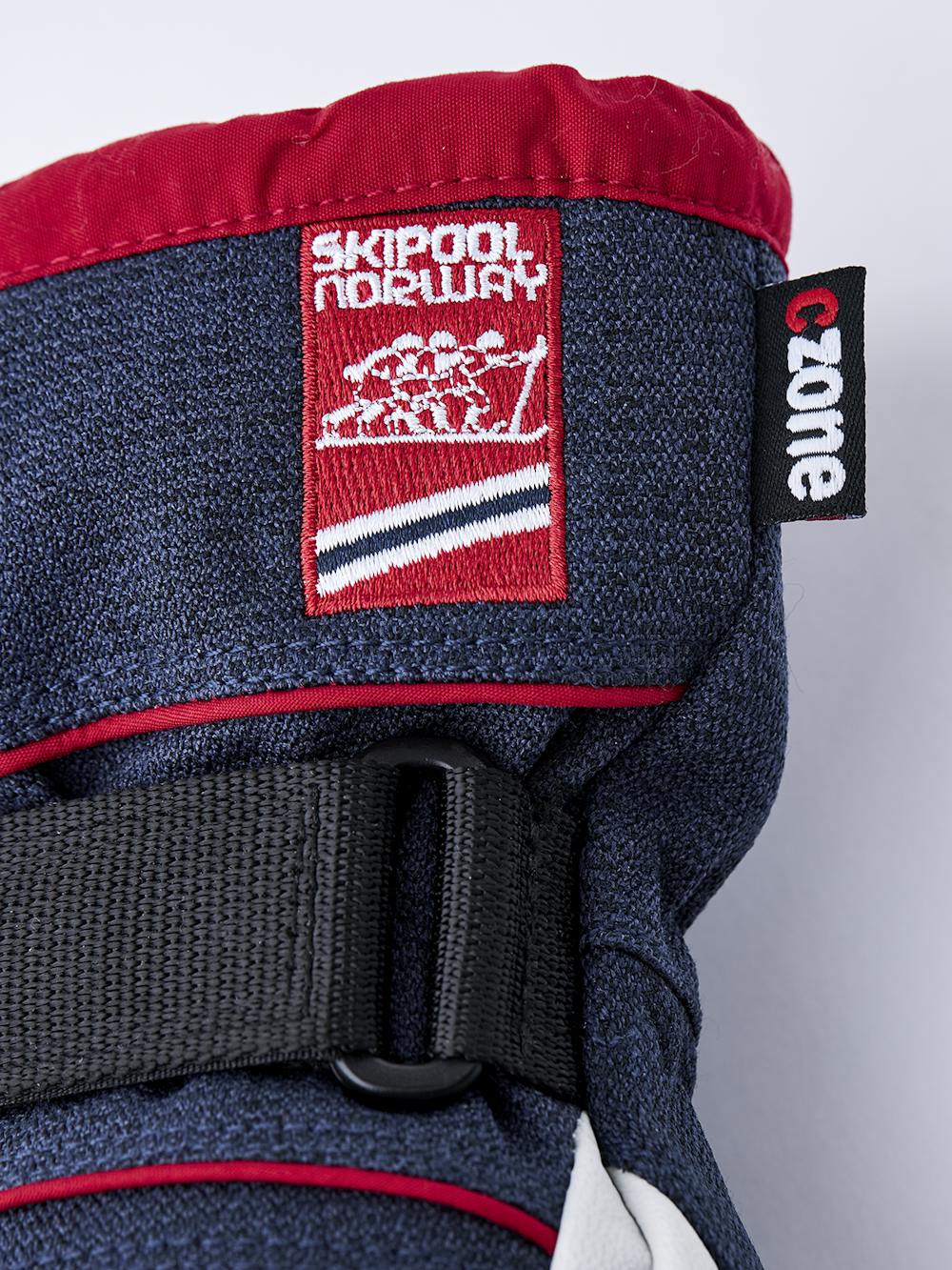 Blau-weißer Handschuh aus Ziegenleder und Stoff 
 (4 oder 6)