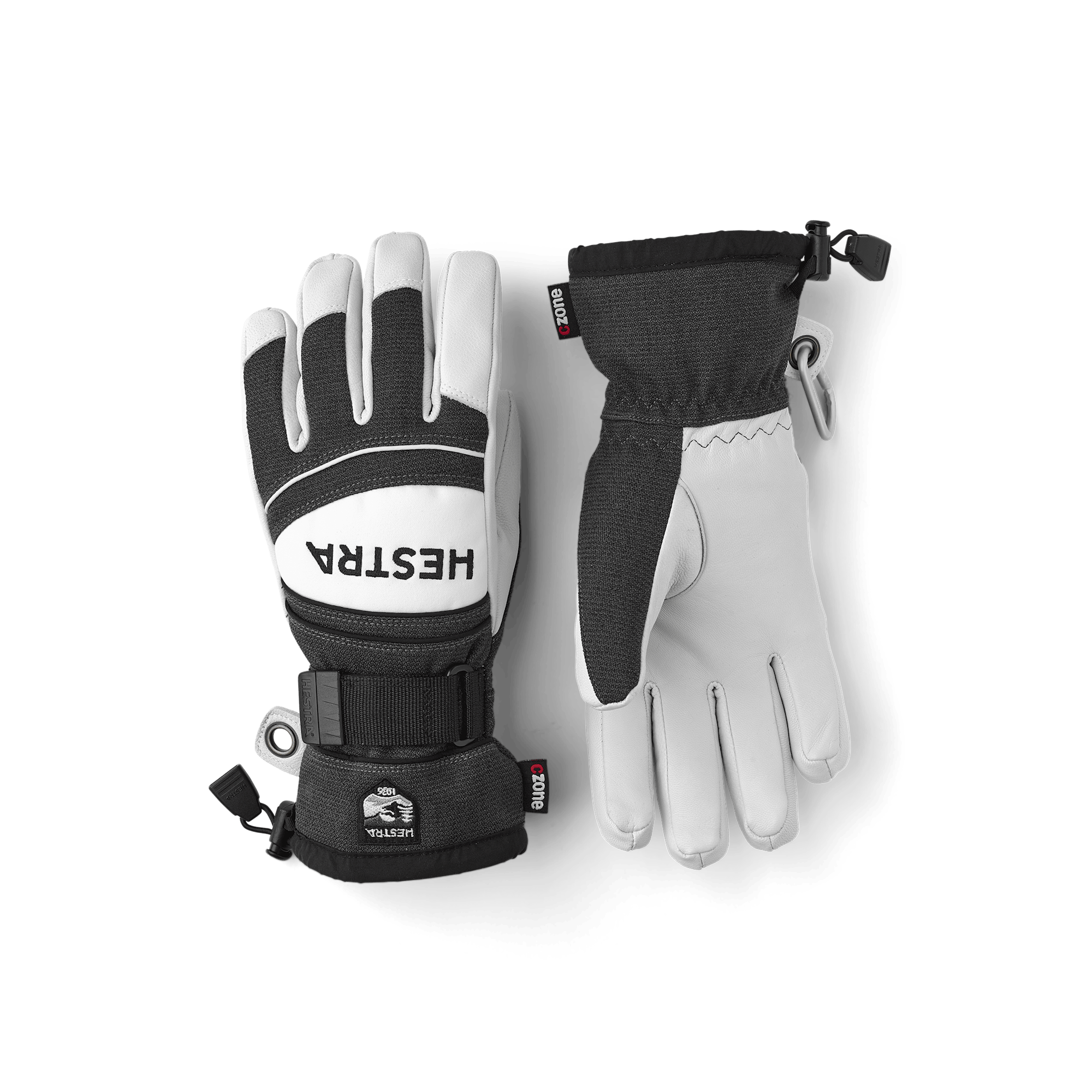 Grau-weißer Handschuh aus Ziegenleder und Stoff
(1 oder 6)