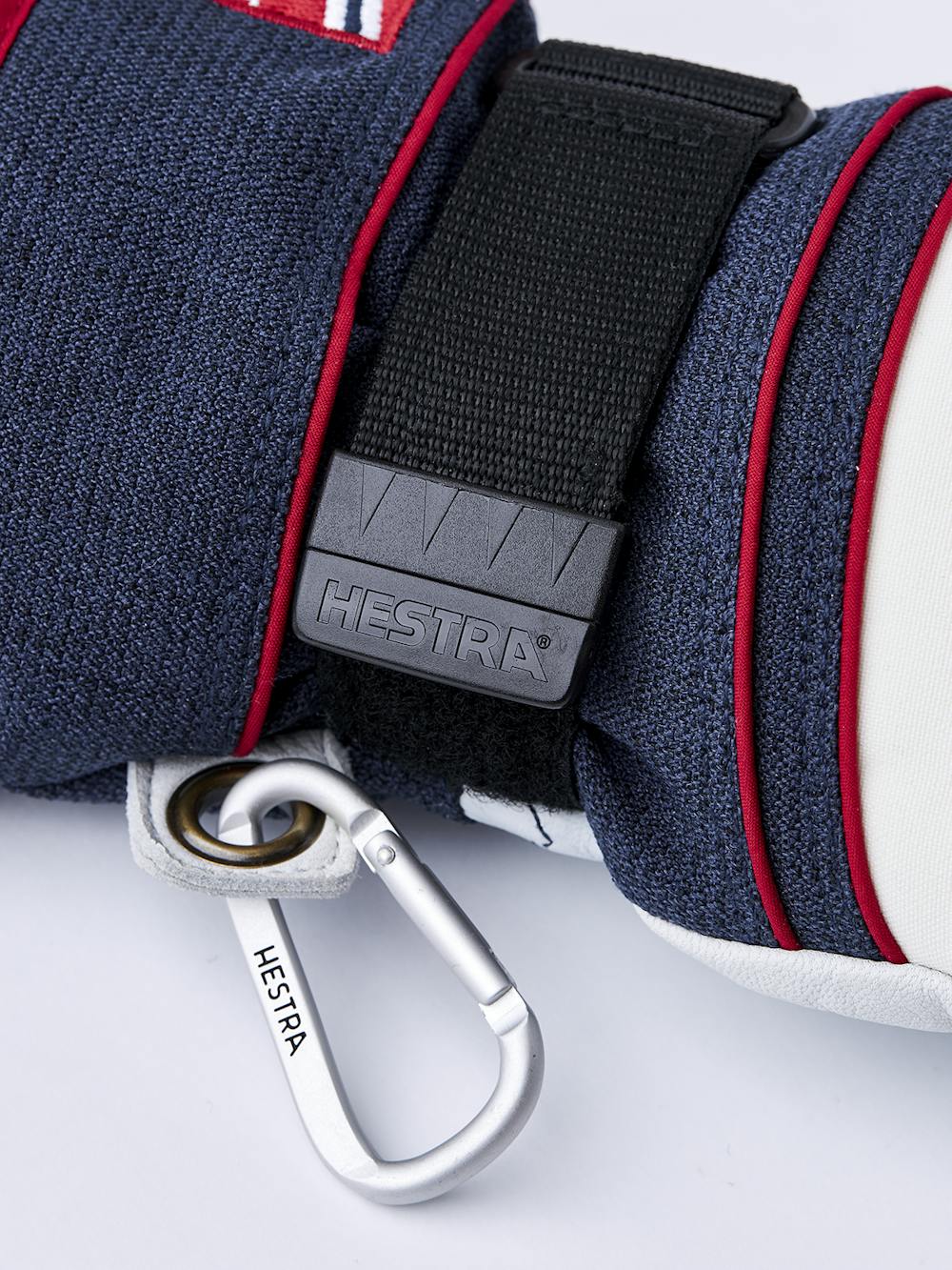 Blau-weißer Handschuh aus Ziegenleder und Stoff
(2 oder 6)