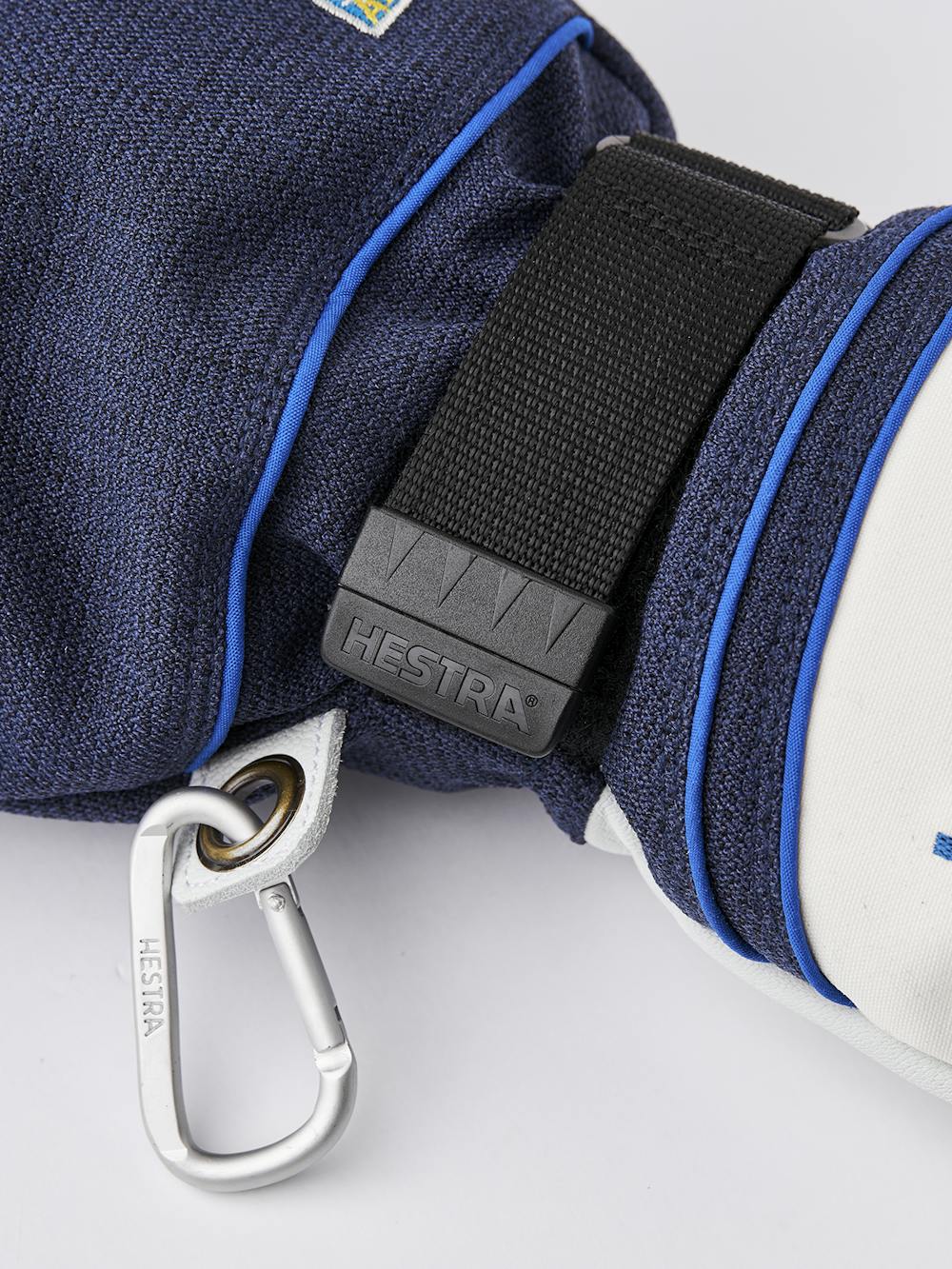 Blue white goat leather and fabric three finger glove
(2 of 6)