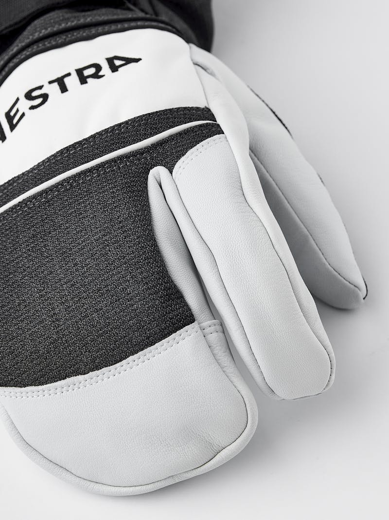 Gray white goat leather and fabric three finger glove
 (5 of 6)