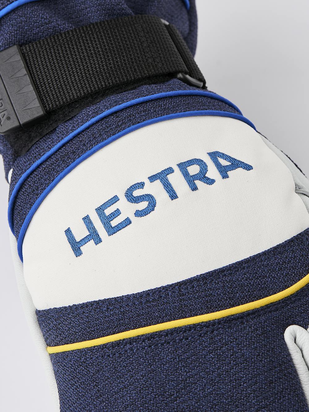 Blue white goat leather and fabric three finger glove
(6 of 6)