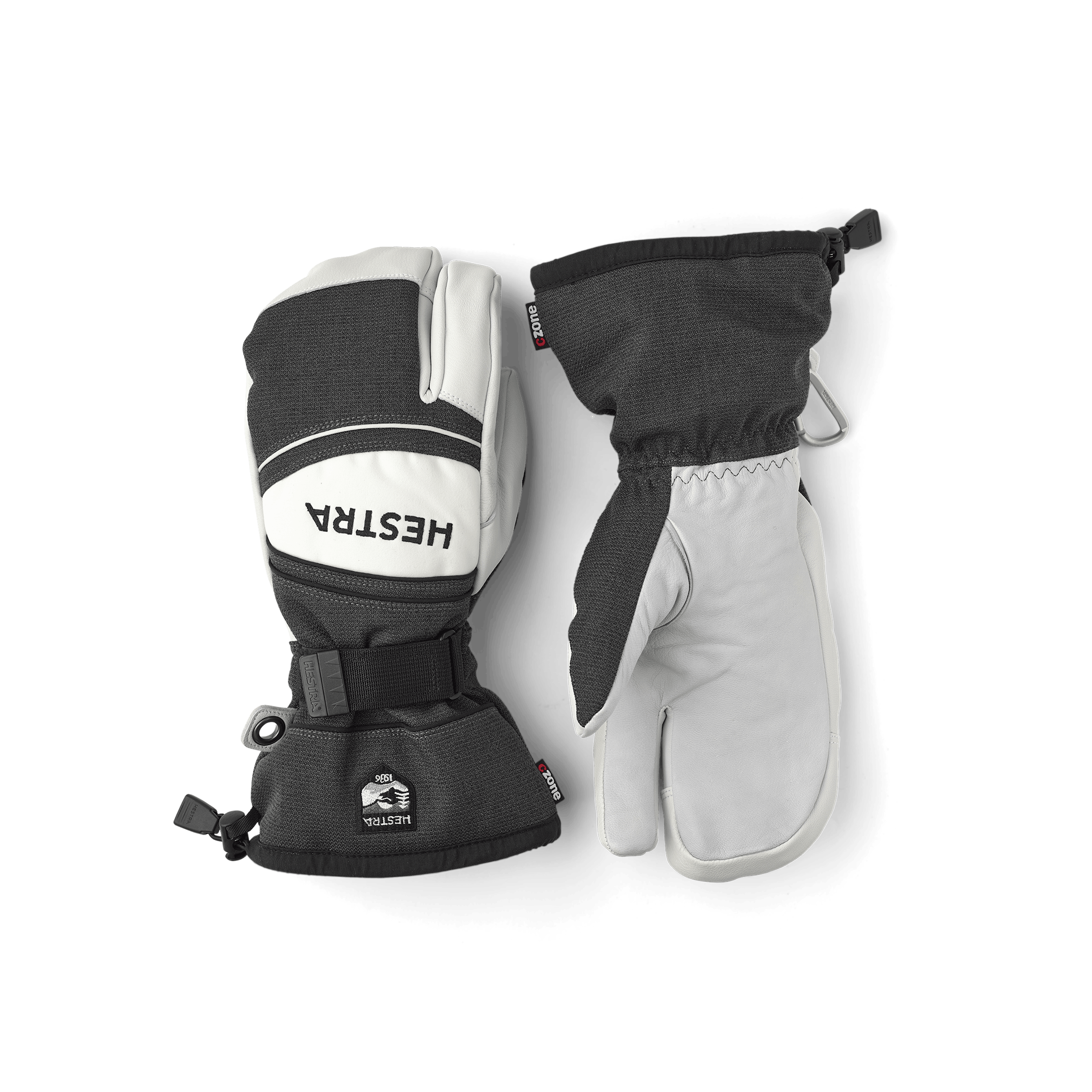 Gray white goat leather and fabric three finger glove
(1 of 6)