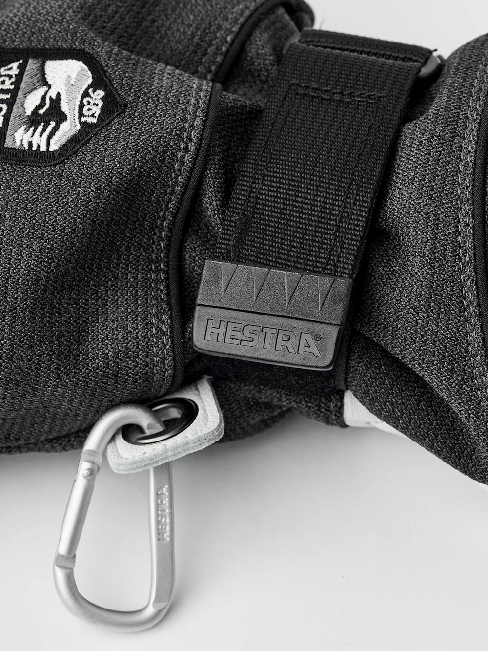 Gray white goat leather and fabric three finger glove
(3 of 6)