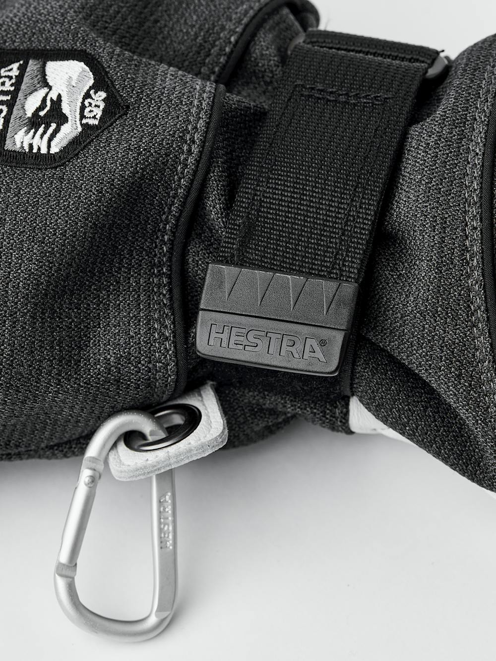 Gray white goat leather and fabric three finger glove
 (3 of 6)