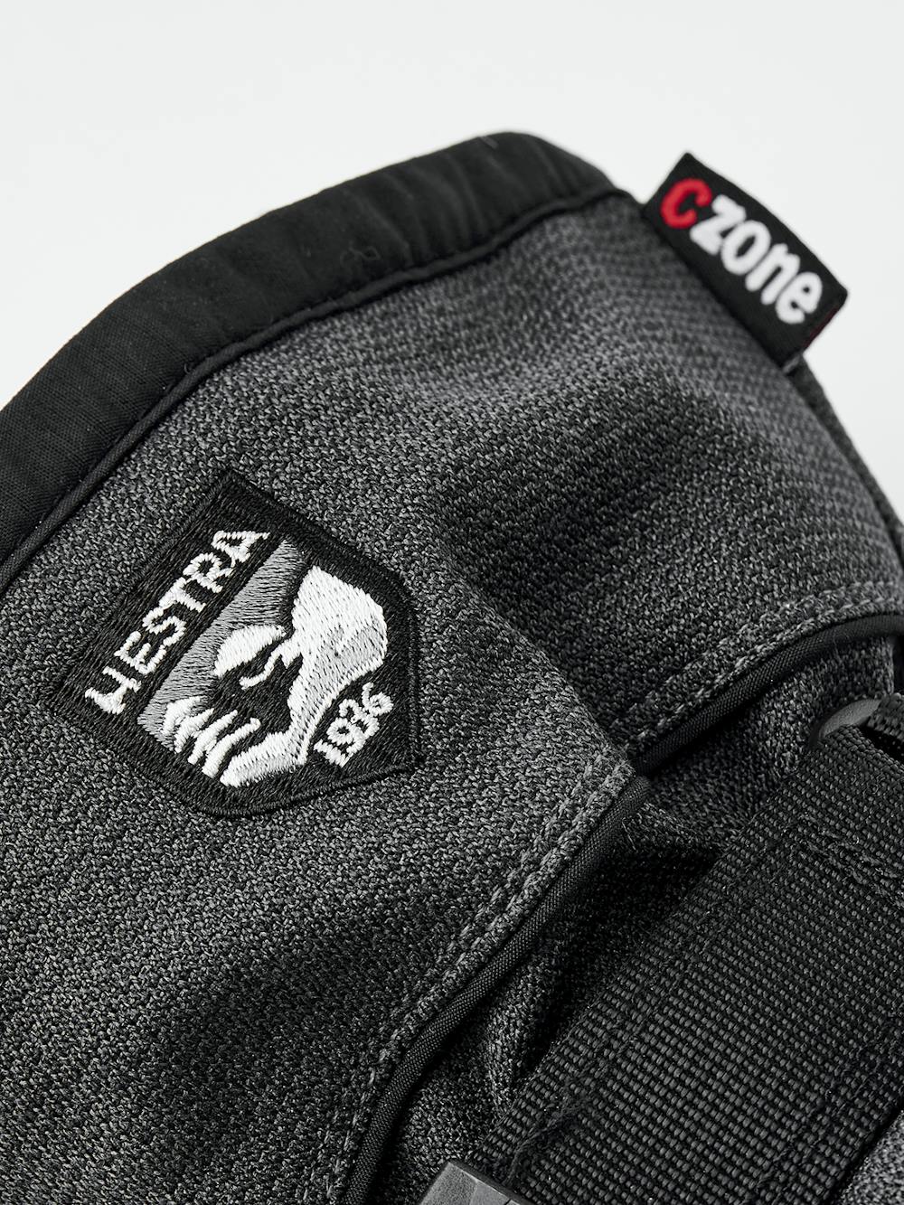 Gray white goat leather and fabric three finger glove
(2 of 6)