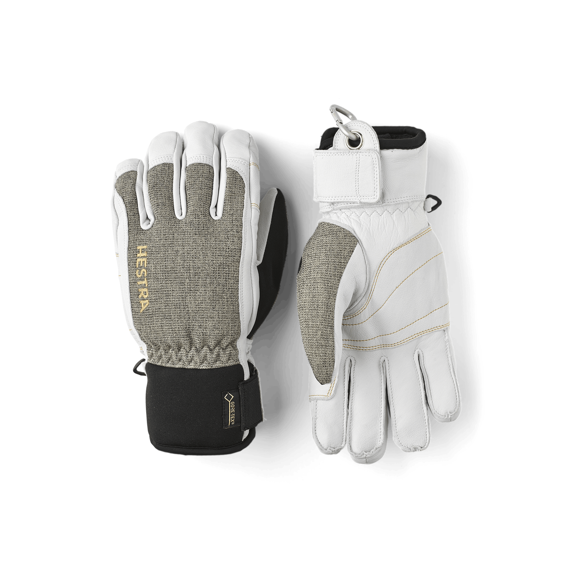 White goat leather ski glove with gray fabric back
(1 of 5)