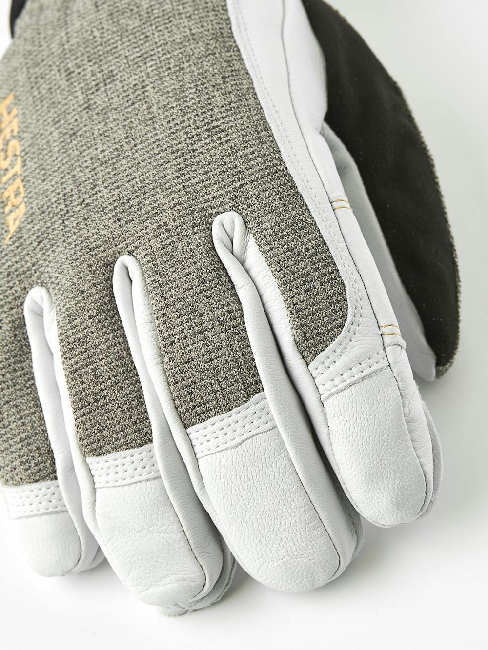 White goat leather ski glove with gray fabric back
 (2 of 5)