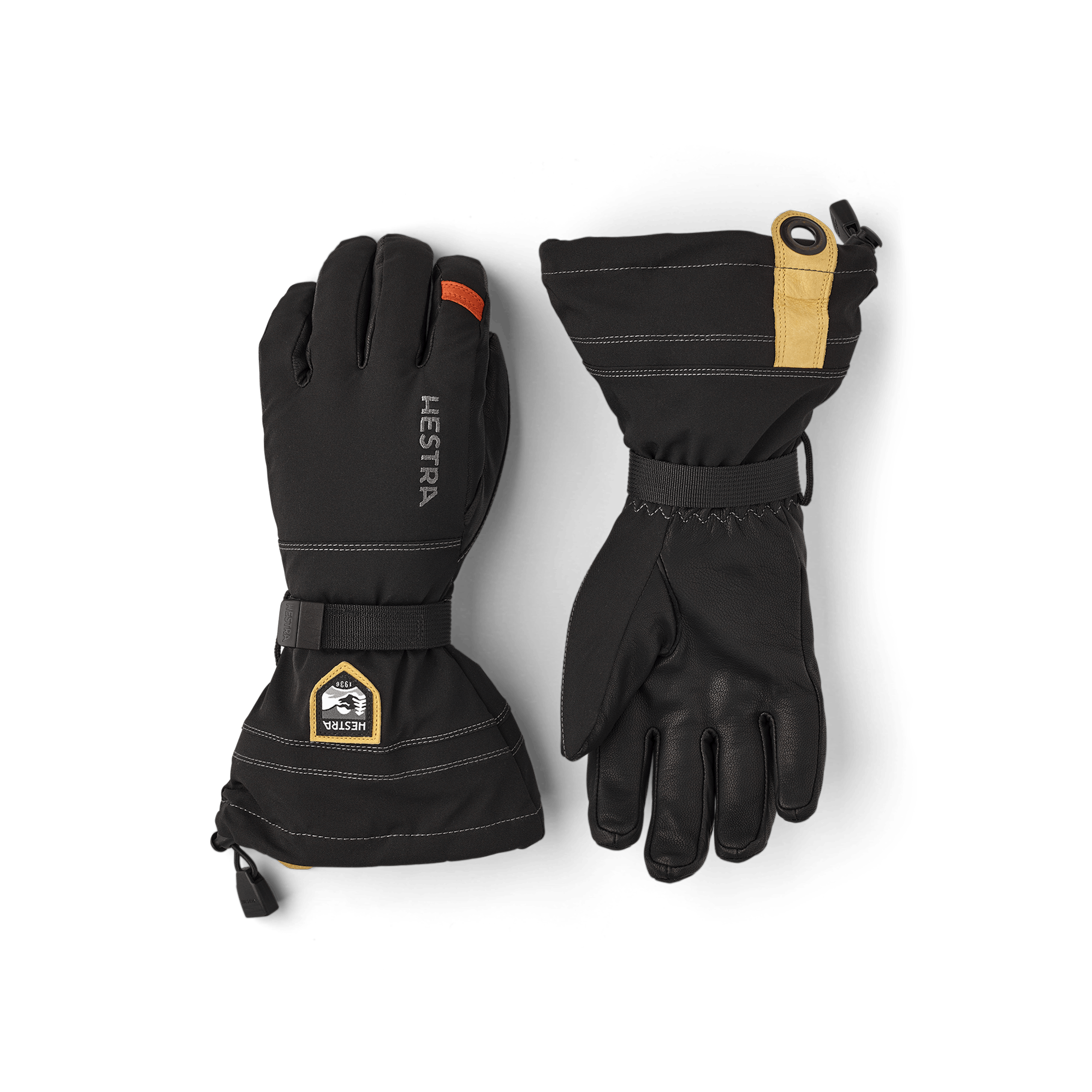 Black goat leather ski glove and black fabric
 (1 of 5)