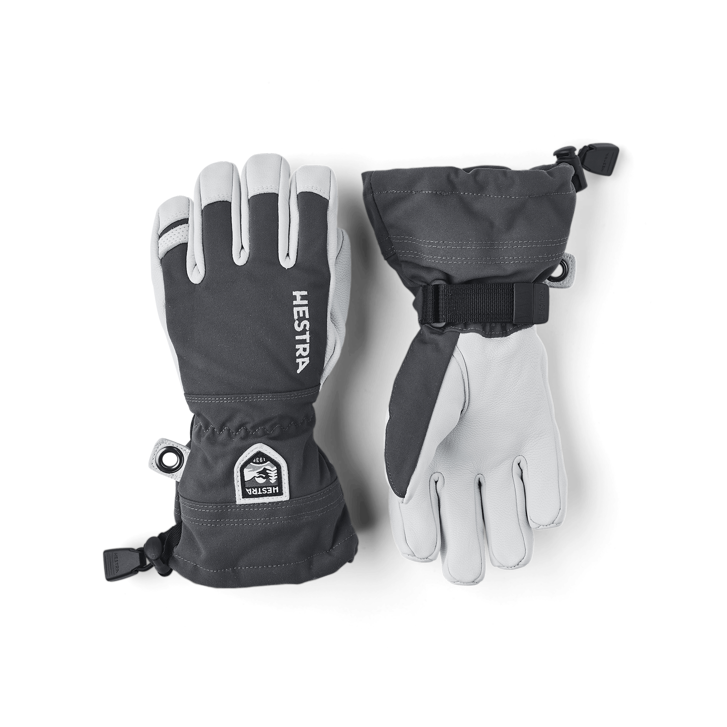 Gray ski glove with white goat leather palm
 (1 of 6)