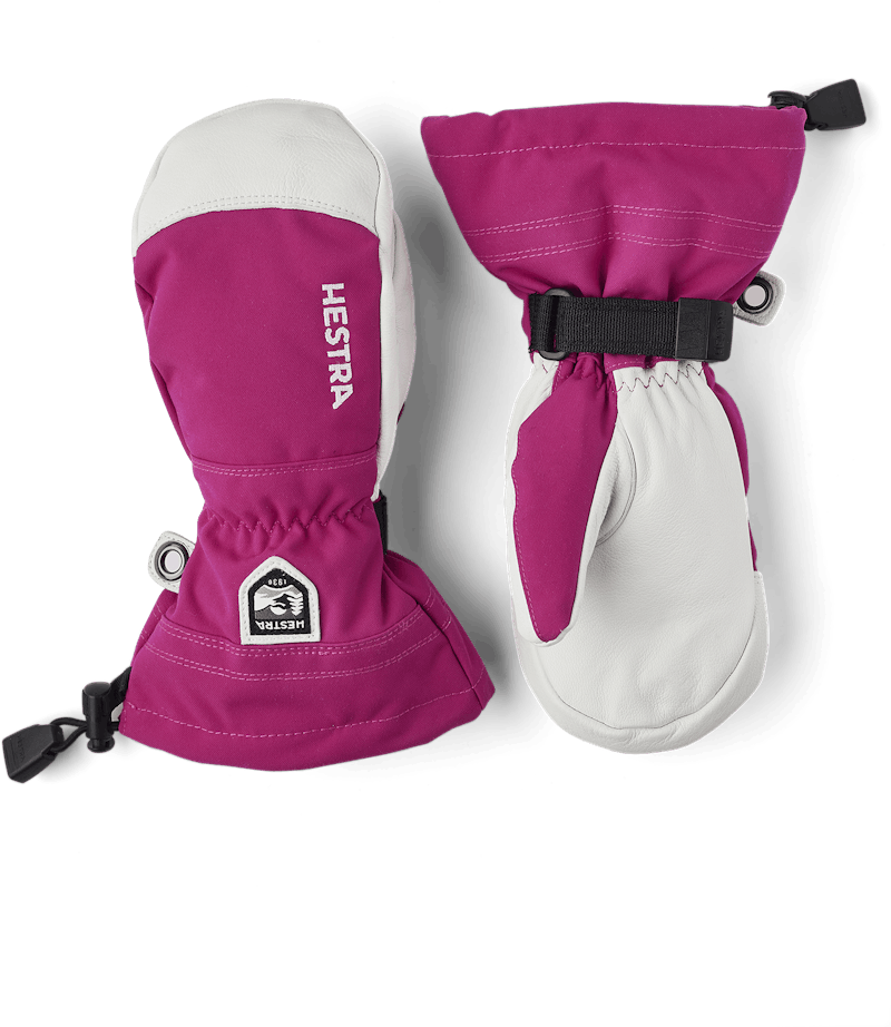 Pink-purple mitten with white goat leather palm
 (1 of 11)