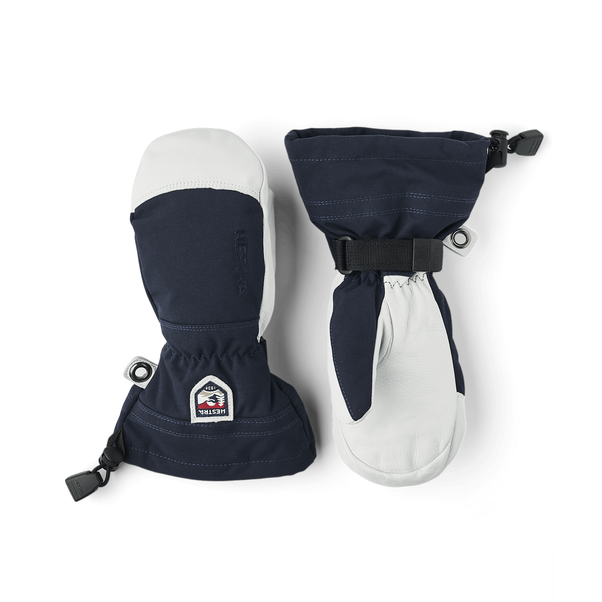 Dark blue mitten with white goat leather palm
 (1 of 8)