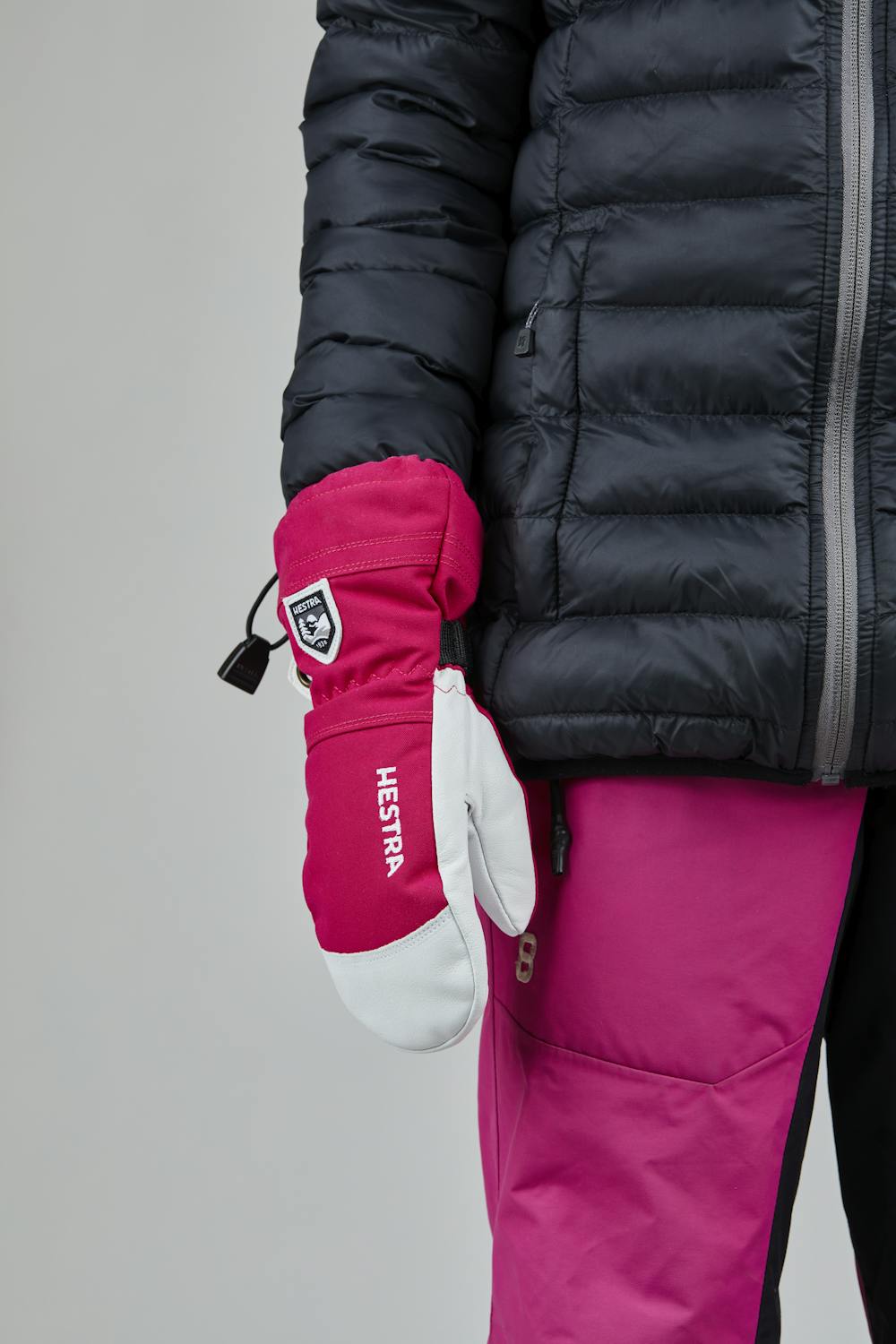 Pink-purple mitten with white goat leather palm
 (10 of 12)