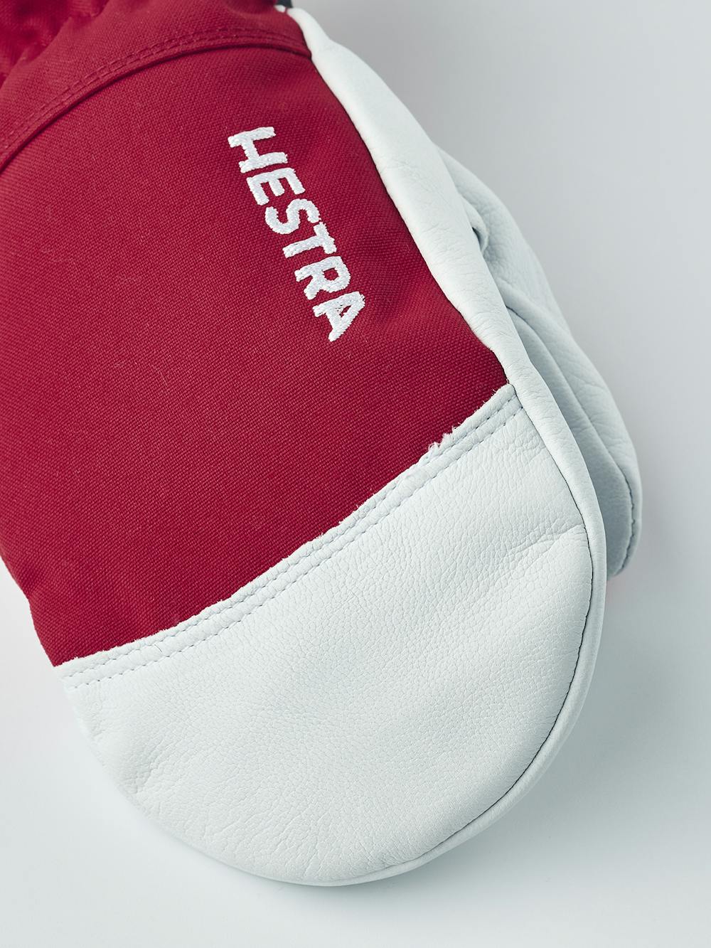 Red mitten with white goat leather palm
 (2 of 7)