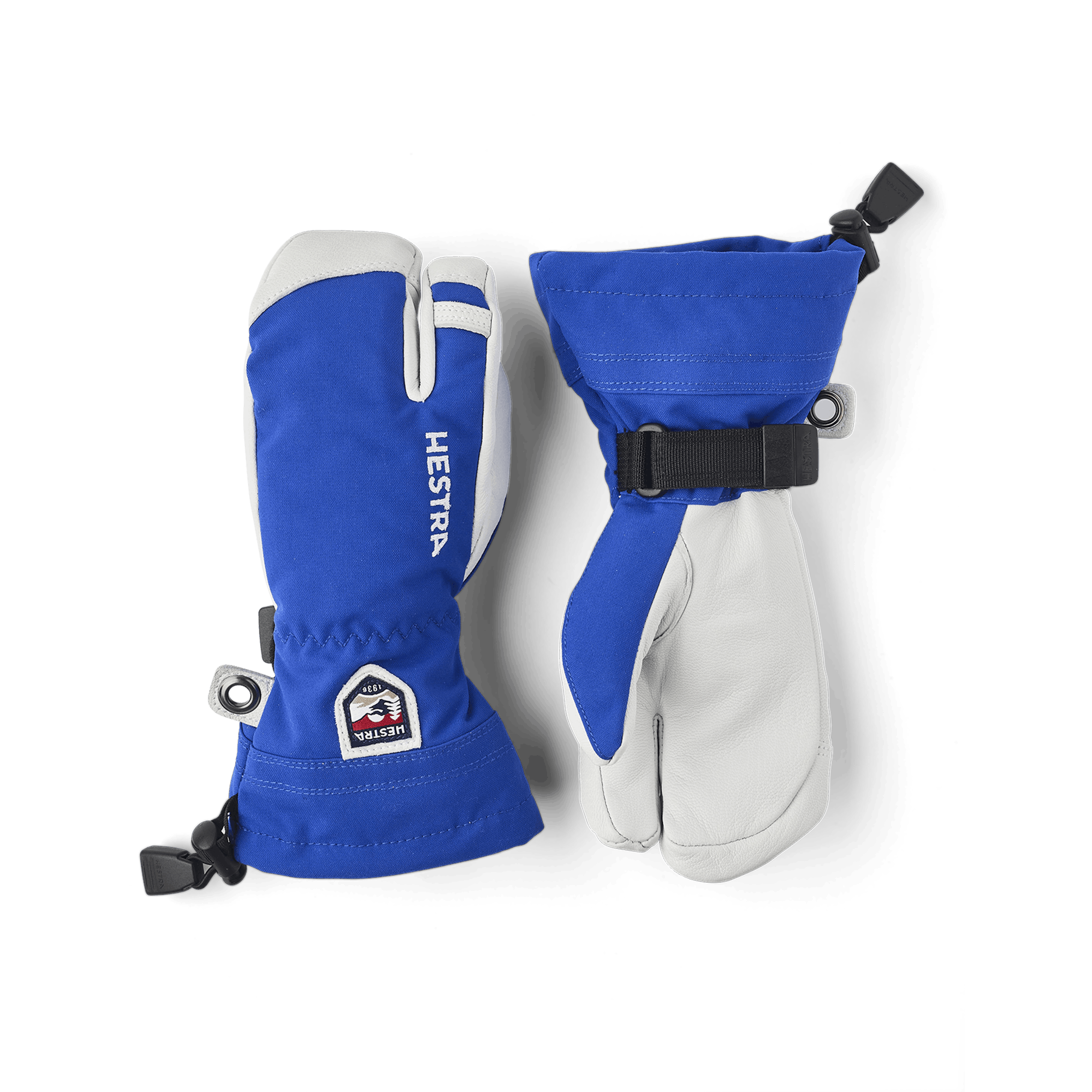 Blue three finger glove with white goat leather palm
(1 of 6)