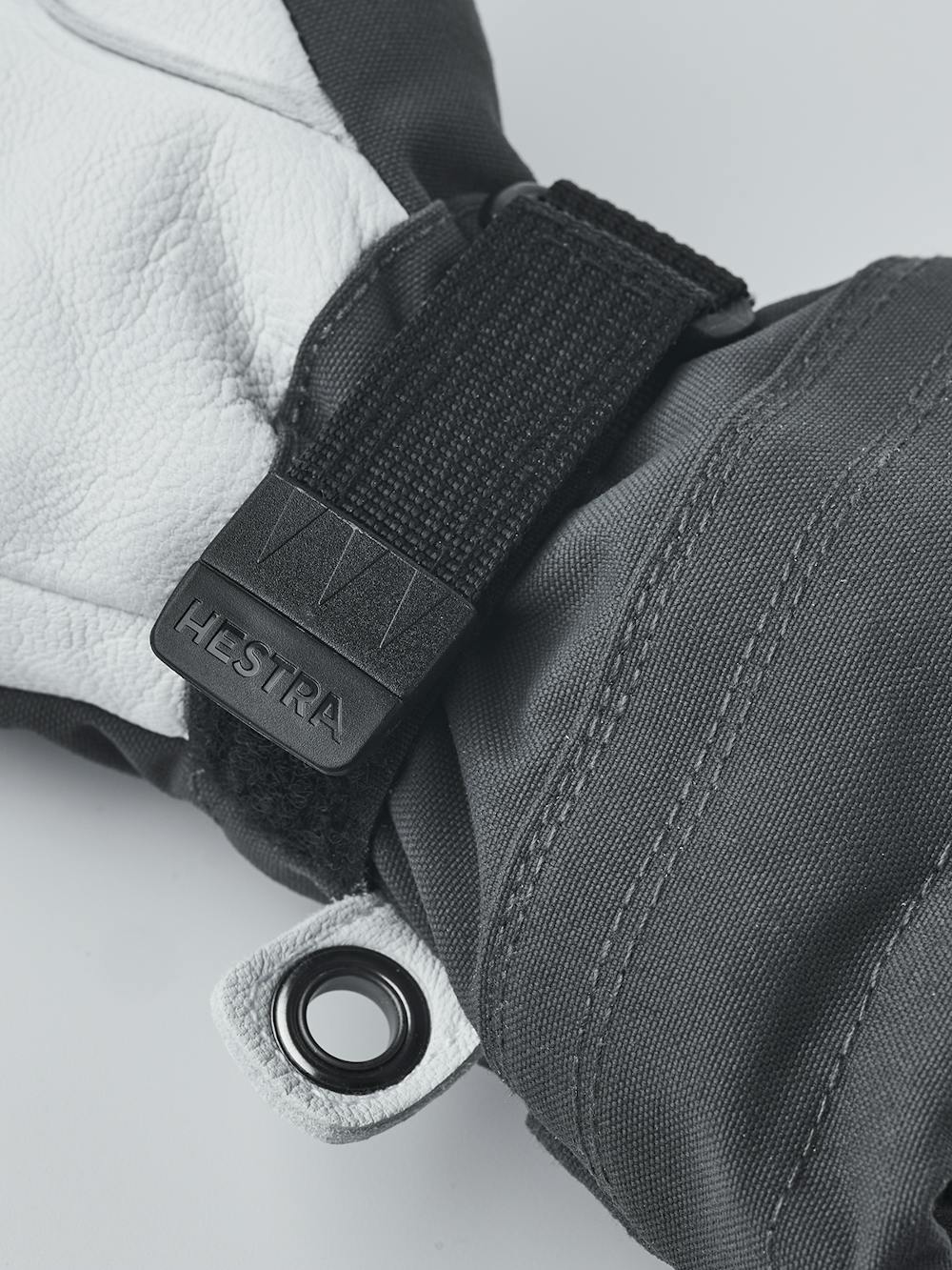 Gray three finger glove with white goat leather palm
 (4 of 6)