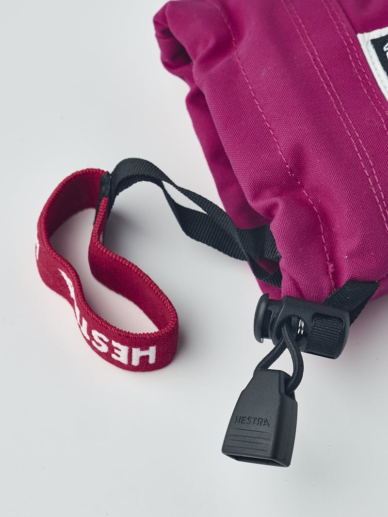 Pink-purple three finger glove with white goat leather palm
 (6 of 6)