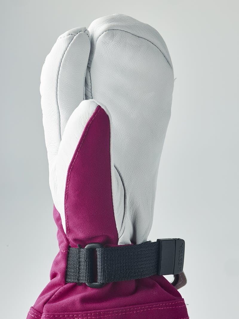 Pink-purple three finger glove with white goat leather palm
 (5 of 6)