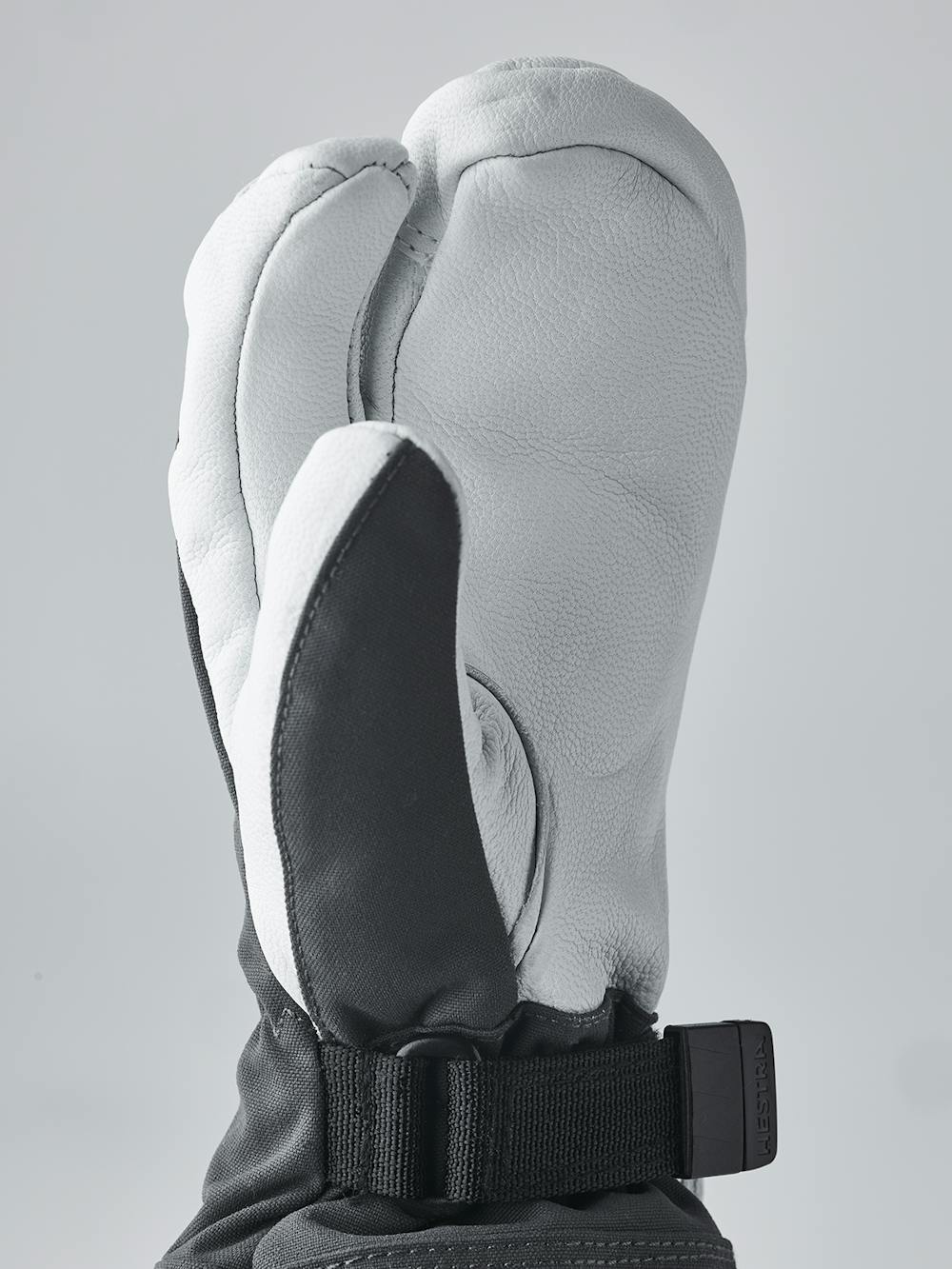 Gray three finger glove with white goat leather palm
(5 of 6)